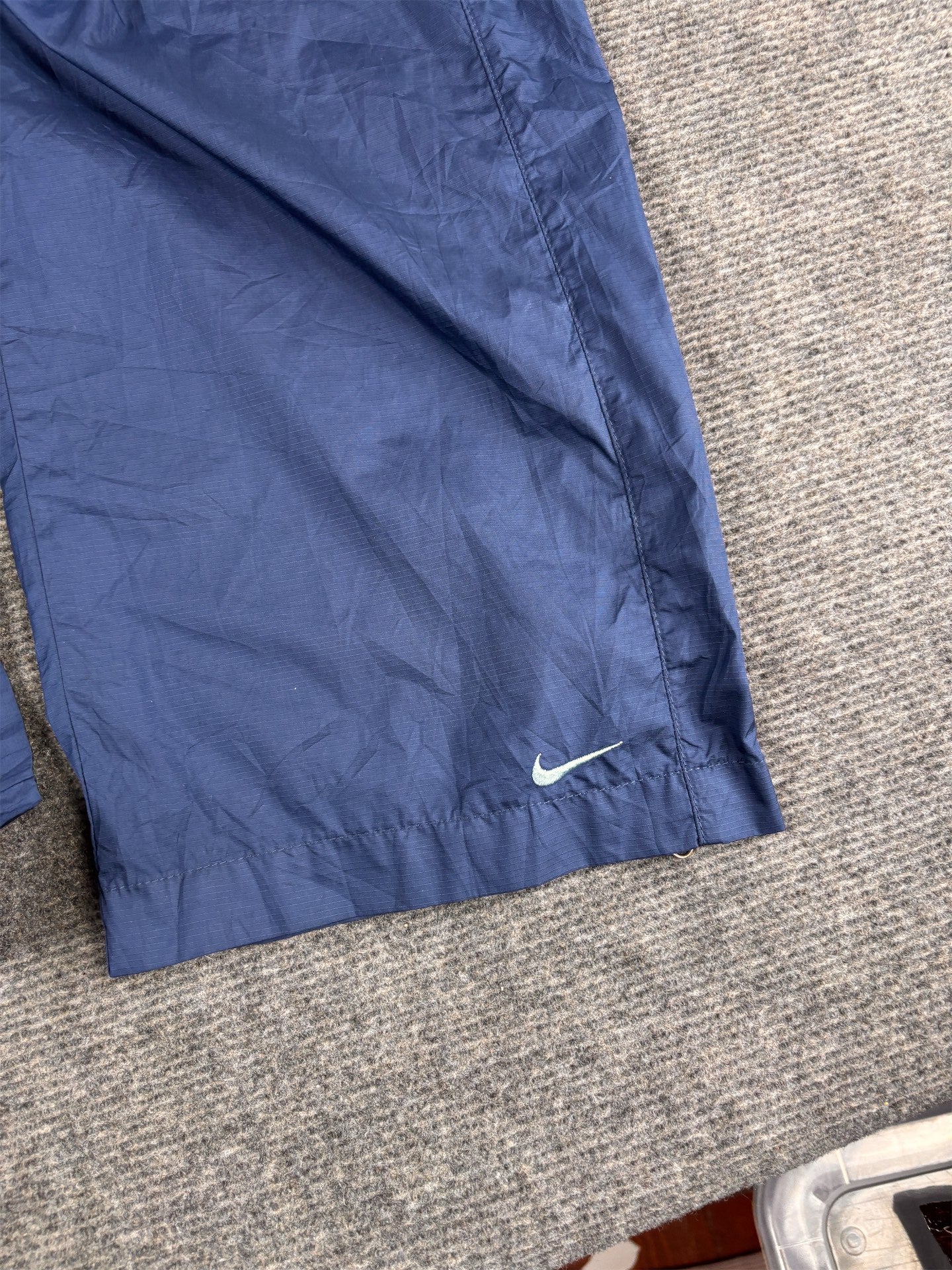 Vintage Y2K Nike Track Pants Women's Size S Double Blue Swoosh Ankle Zip Windbreakers Wide Leg