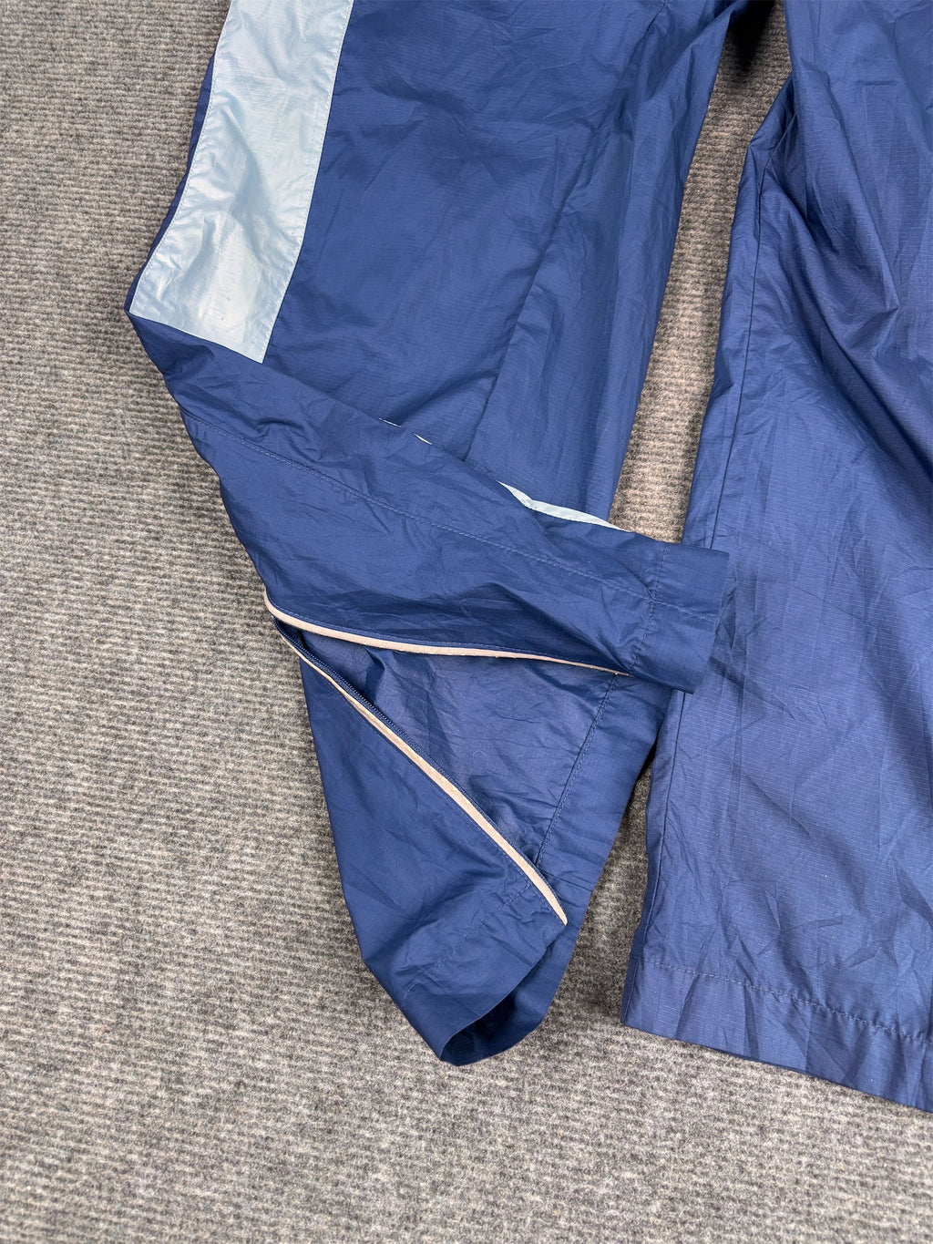 Vintage Y2K Nike Track Pants Women's Size S Double Blue Swoosh Ankle Zip Windbreakers Wide Leg