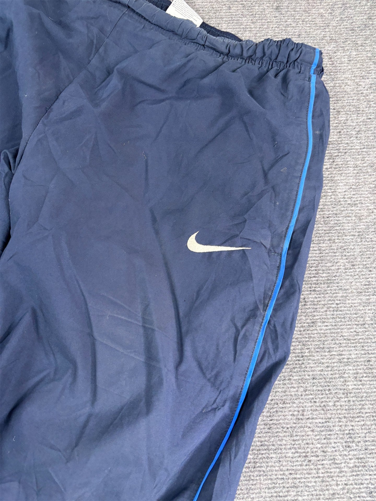 Vintage 2010s Classic Nike Track Pants Men's XL Navy Blue Two Tone Blue Detail 7/8 Length Wide Leg