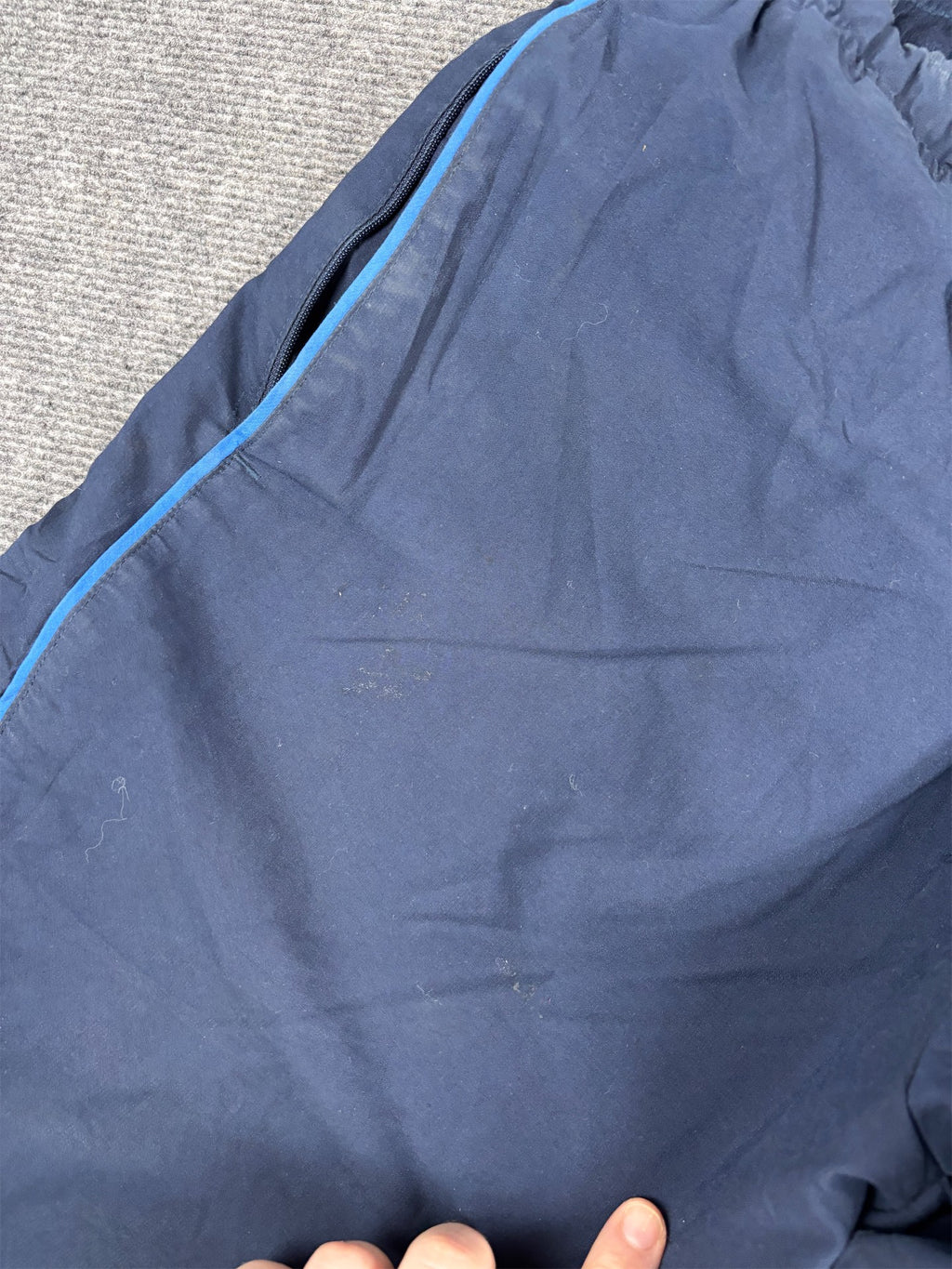 Vintage 2010s Classic Nike Track Pants Men's XL Navy Blue Two Tone Blue Detail 7/8 Length Wide Leg