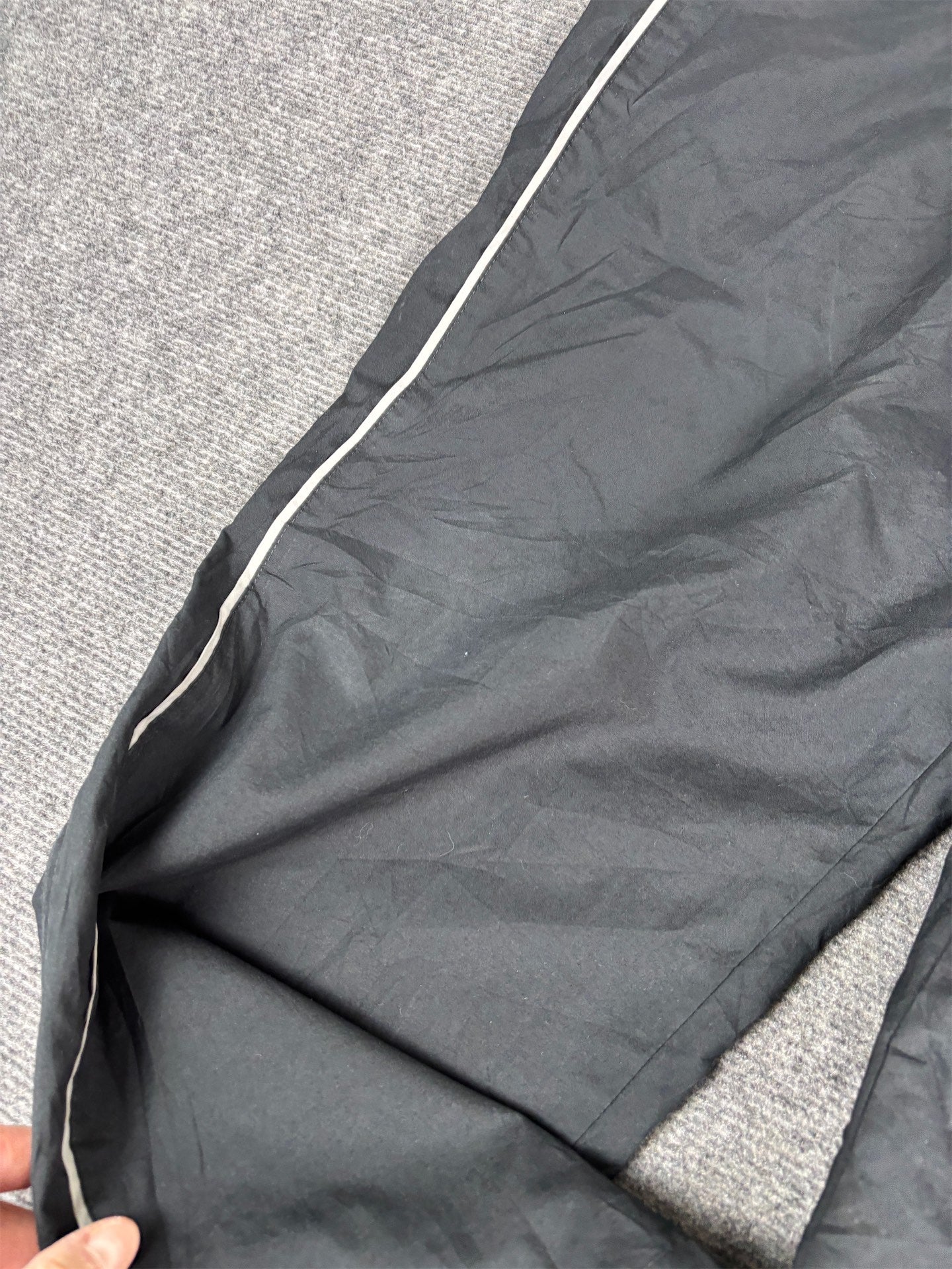 Vintage Y2K Nike Track Pants Men's  L Black Grey Piping Spell Out Ankle Zips Wide Leg