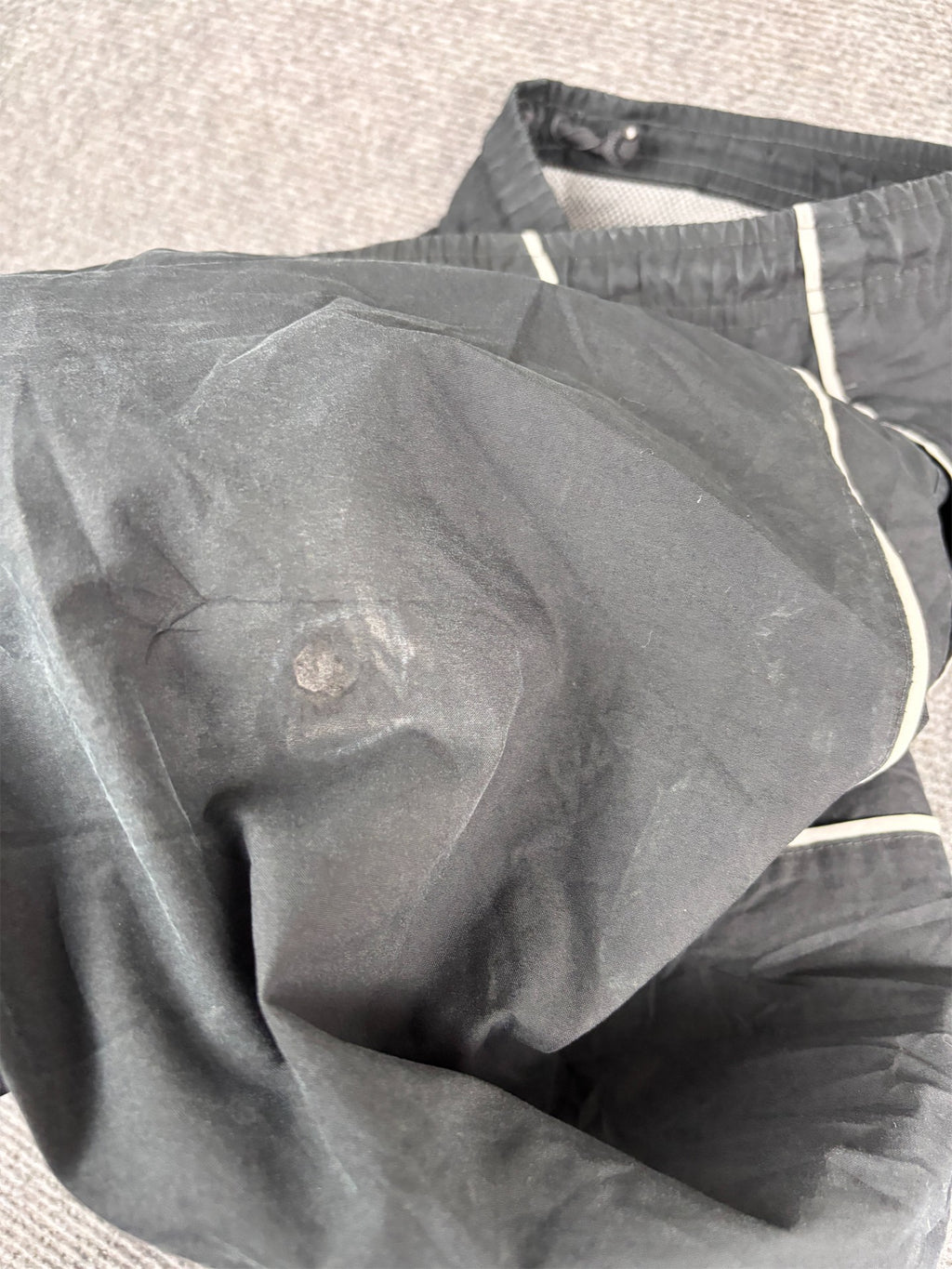 Vintage Y2K Nike Track Pants Men's  L Black Grey Piping Spell Out Ankle Zips Wide Leg