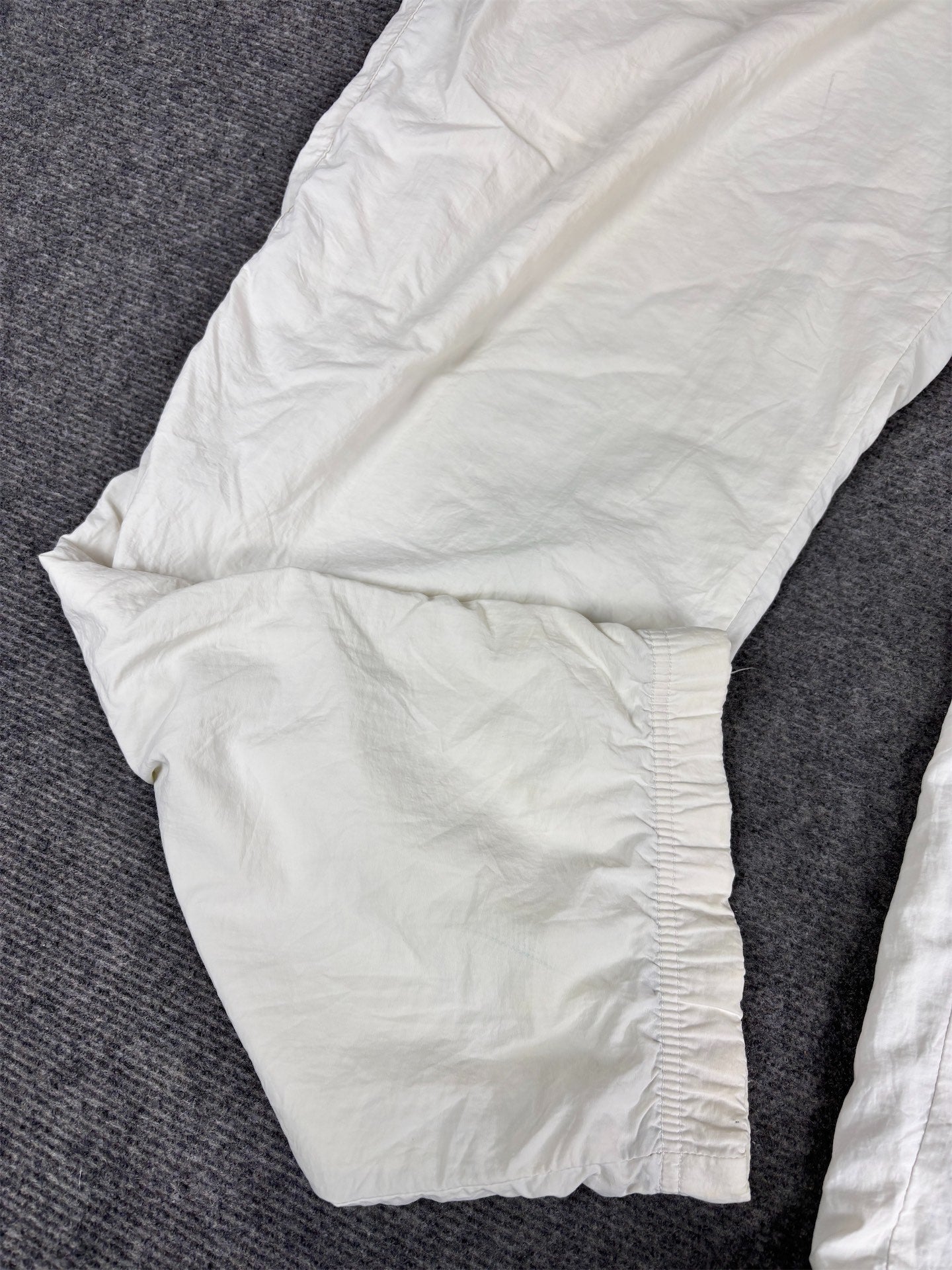 Vintage Y2K Nike Track Pants Women's XL White Pink Swoosh Parachute Tapered w Ankle Zips