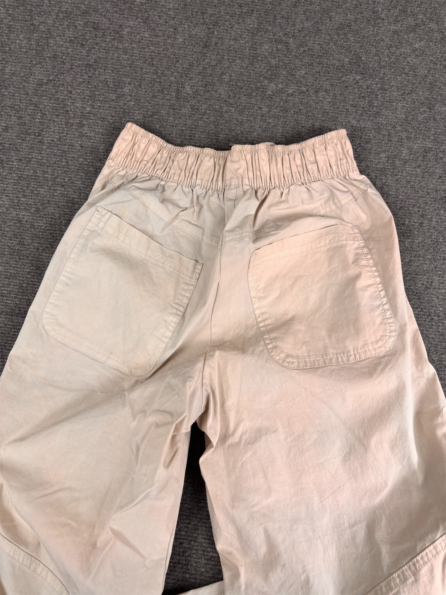 Women's Classic Nike Track Pants Size XS Beige Double Knee White Swoosh Flared Wide Leg