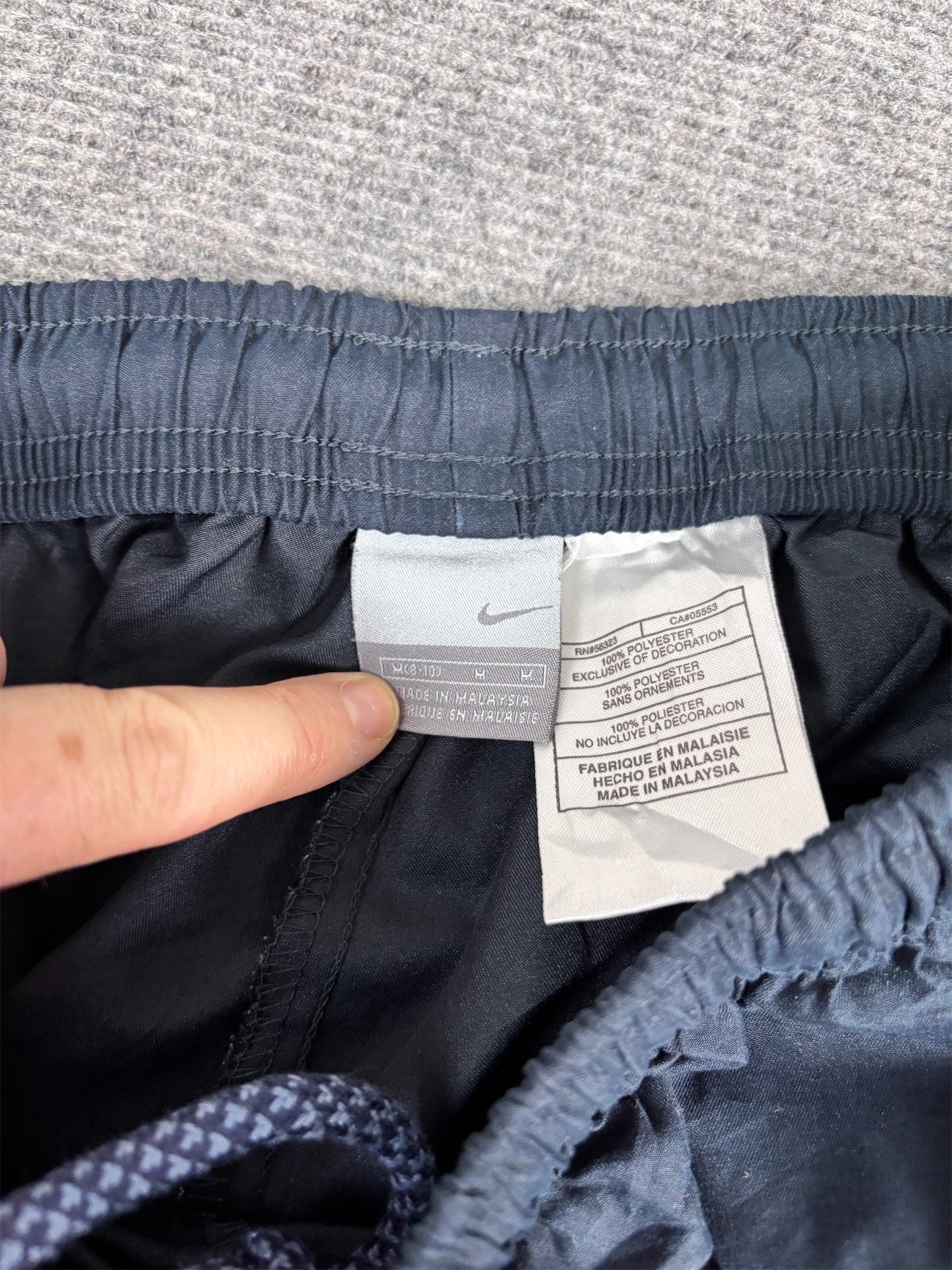 Vintage Y2K Nike Track Pants Women's M Navy White Panel Ankle Swoosh + Slit Wide Leg