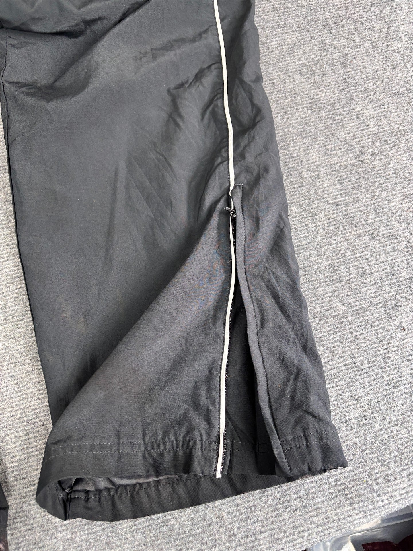 Y2K/10s Classic Nike Track Pants Men's L Black White Piping Ankle Zip Premo Wide Leg