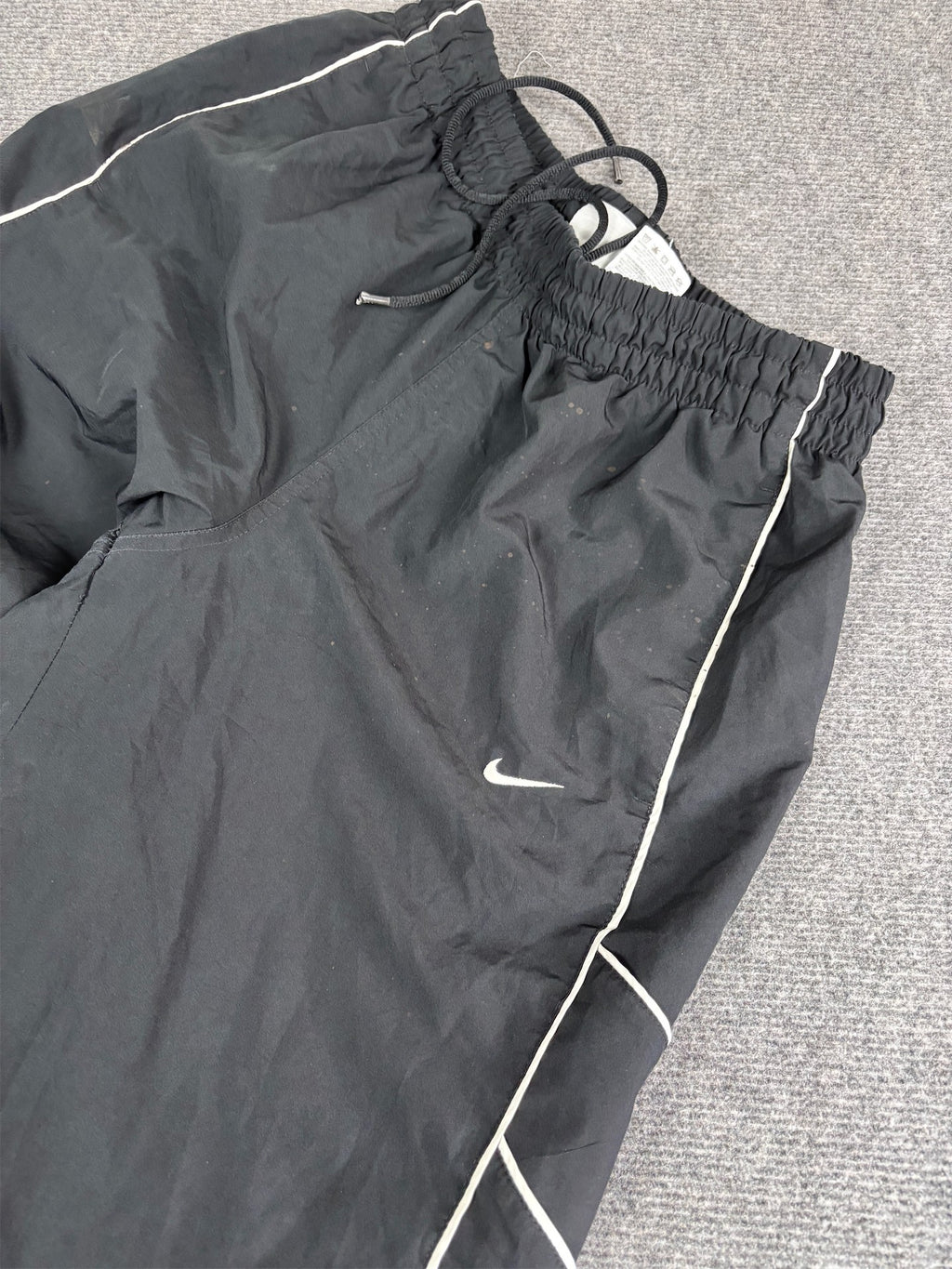 Y2K/10s Classic Nike Track Pants Men's L Black White Piping Ankle Zip Premo Wide Leg