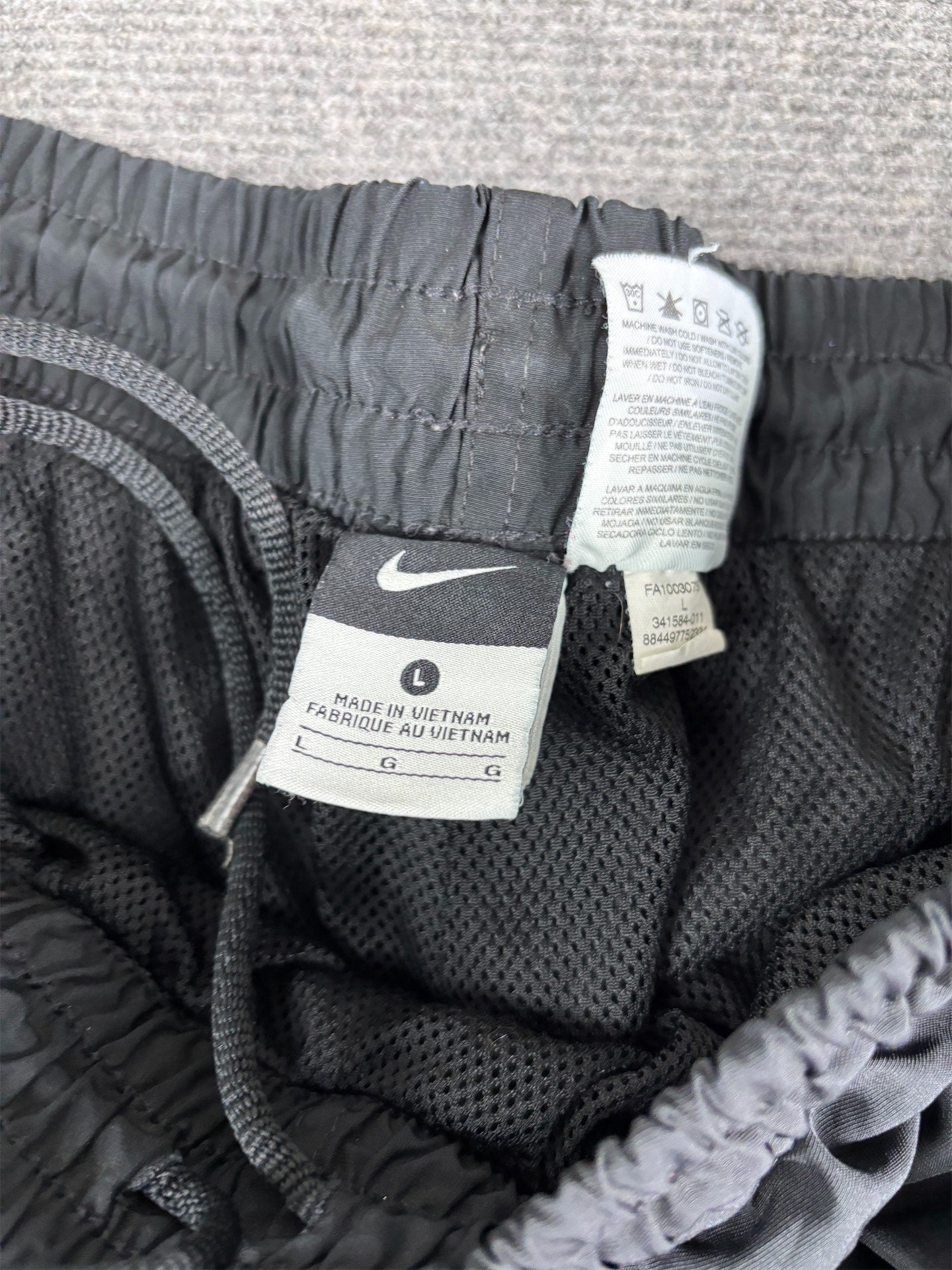 Y2K/10s Classic Nike Track Pants Men's L Black White Piping Ankle Zip Premo Wide Leg