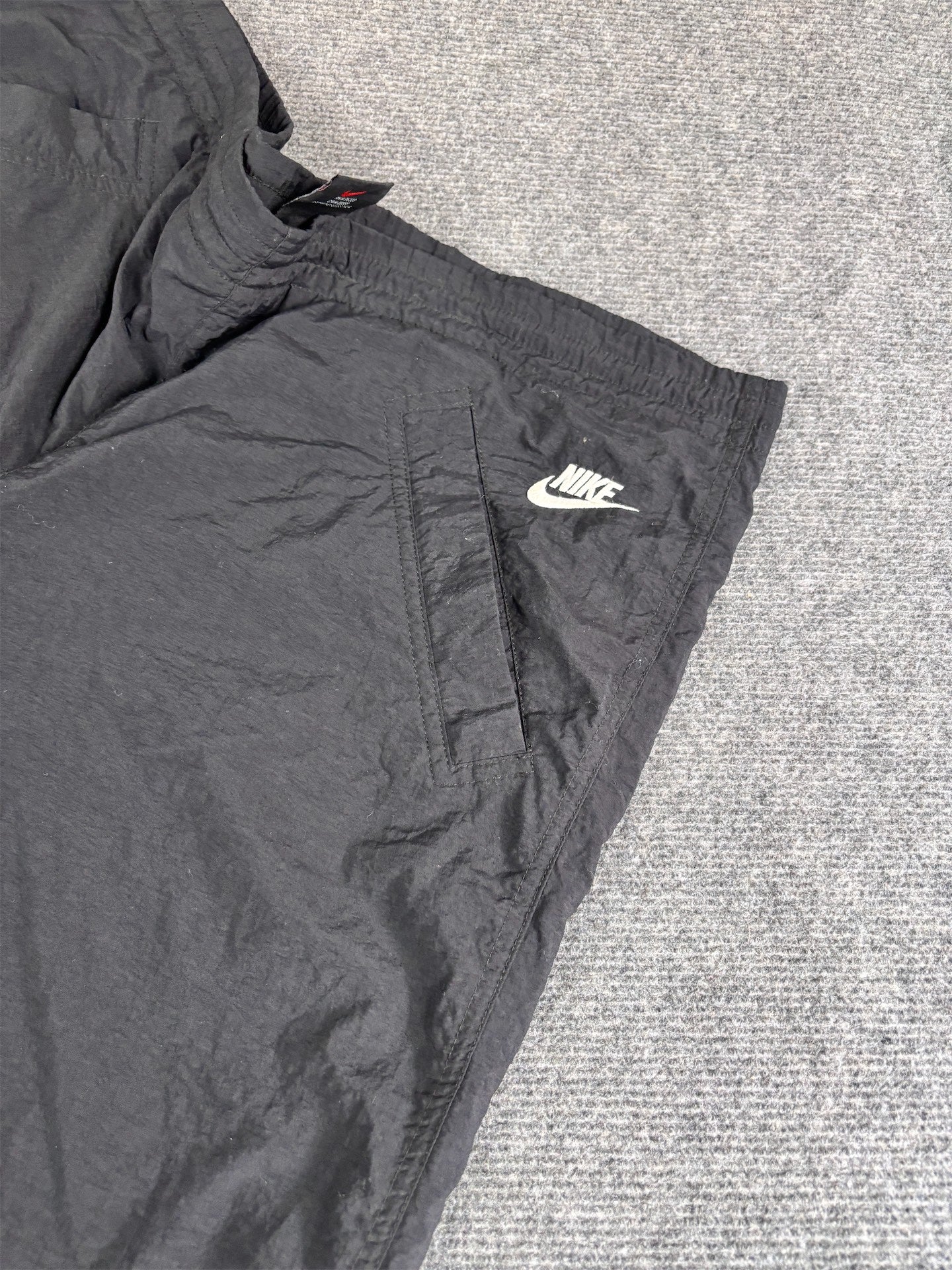 Vintage 90's Nike Premier Track Pants Size M Black White Panels Hip Logo Ankle Zips Tapered