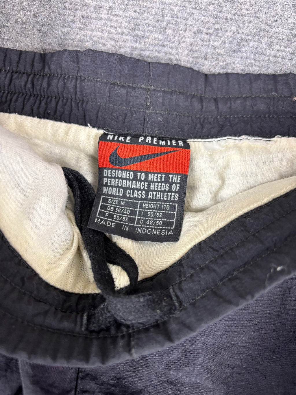 Vintage 90's Nike Premier Track Pants Size M Black White Panels Hip Logo Ankle Zips Tapered