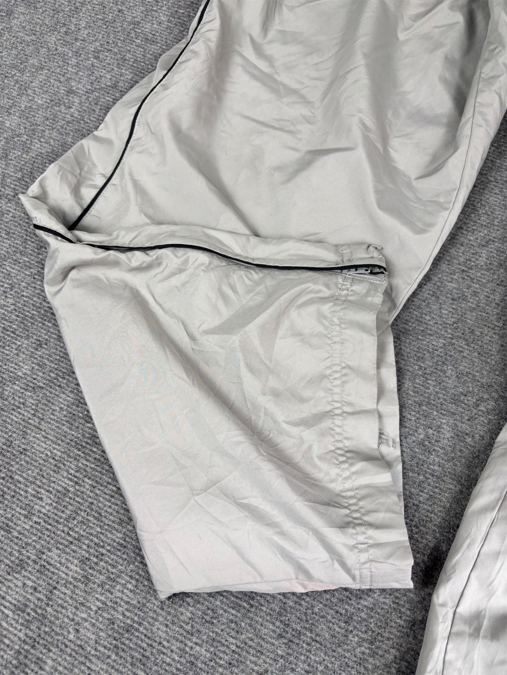 Vintage Y2K Nike Track Pants Men's XL Grey Black Piping Swoosh Ankle Zip Baggy Wide Leg