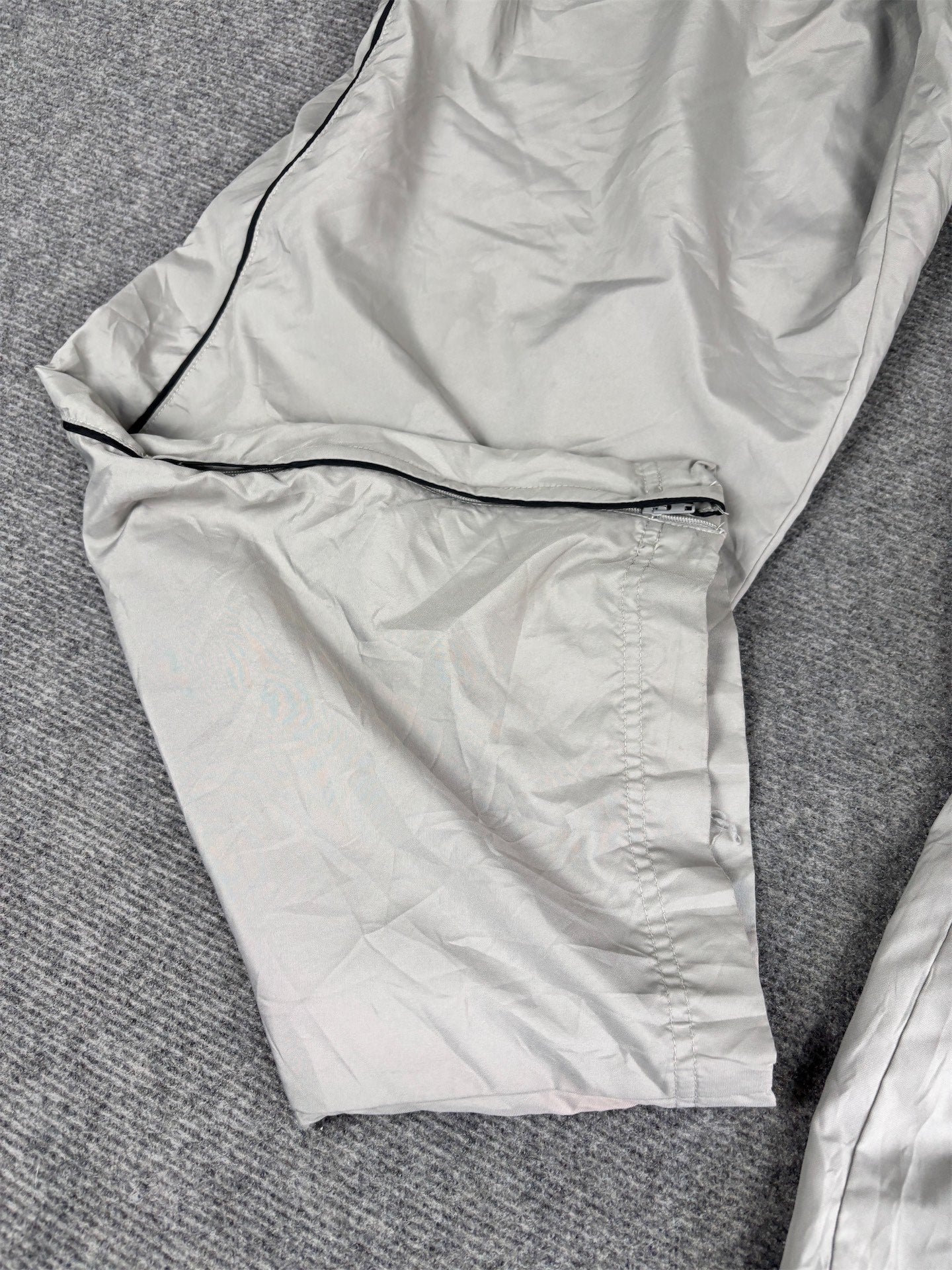 Vintage Y2K Nike Track Pants Men's XL Grey Black Piping Swoosh Ankle Zip Baggy Wide Leg