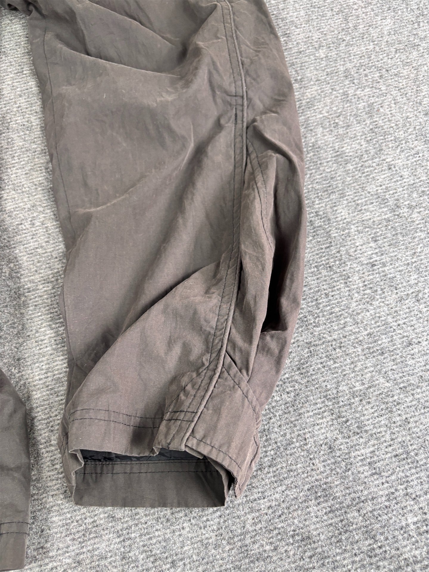 Vintage Y2K Nike Track Pants Men's M Dark Grey Mini White Swoosh Side Stitching Detail Velchro Ankle Straight Leg