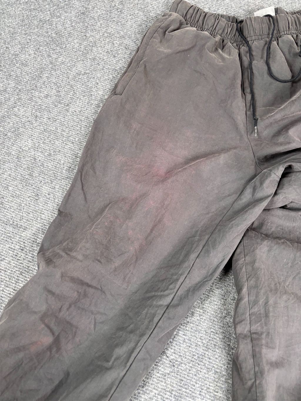 Vintage Y2K Nike Track Pants Men's M Dark Grey Mini White Swoosh Side Stitching Detail Velchro Ankle Straight Leg