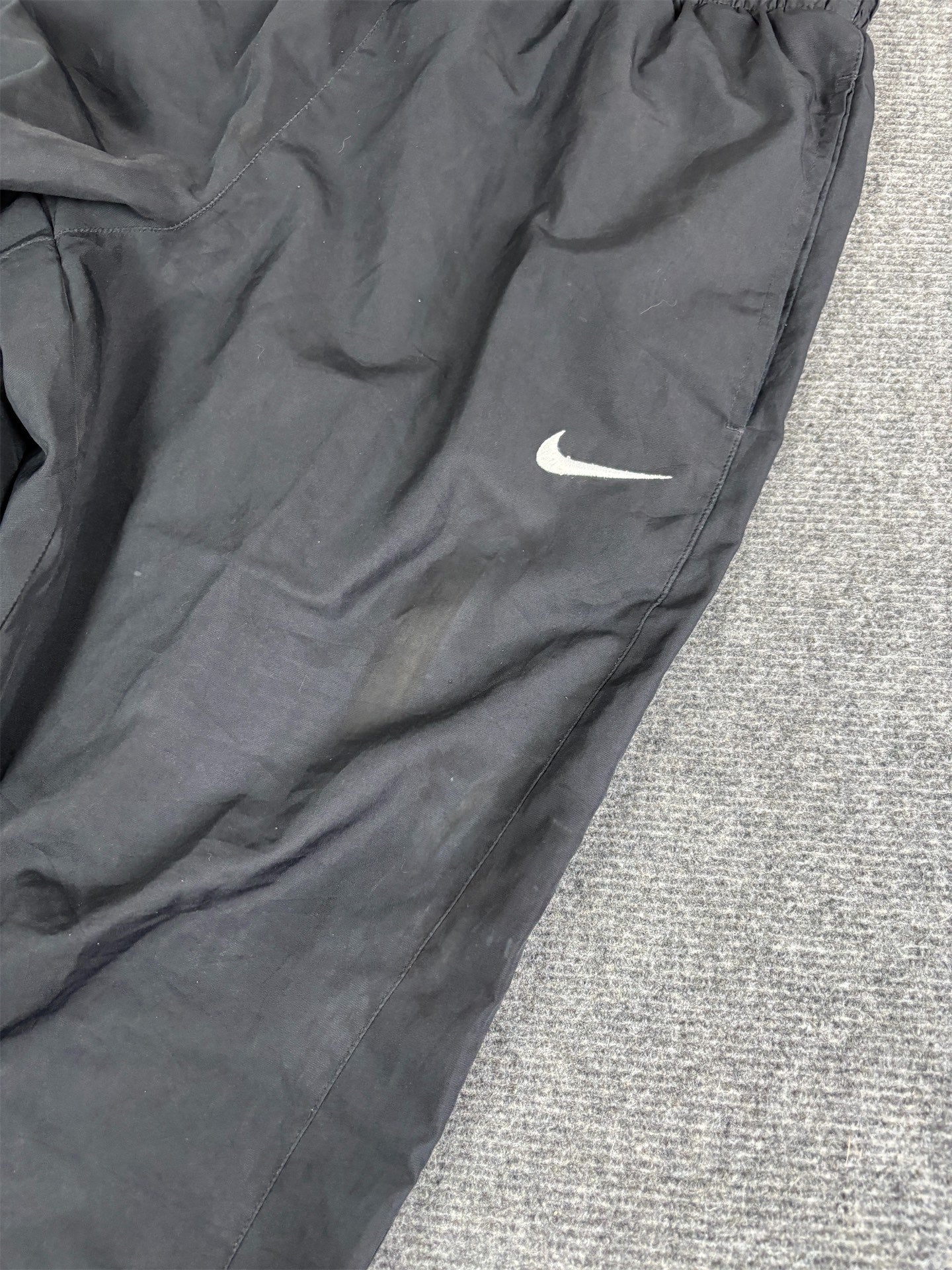 Modern Classic Nike Track Pants Men's M Black White Swoosh Cuffed Ankles Tapered