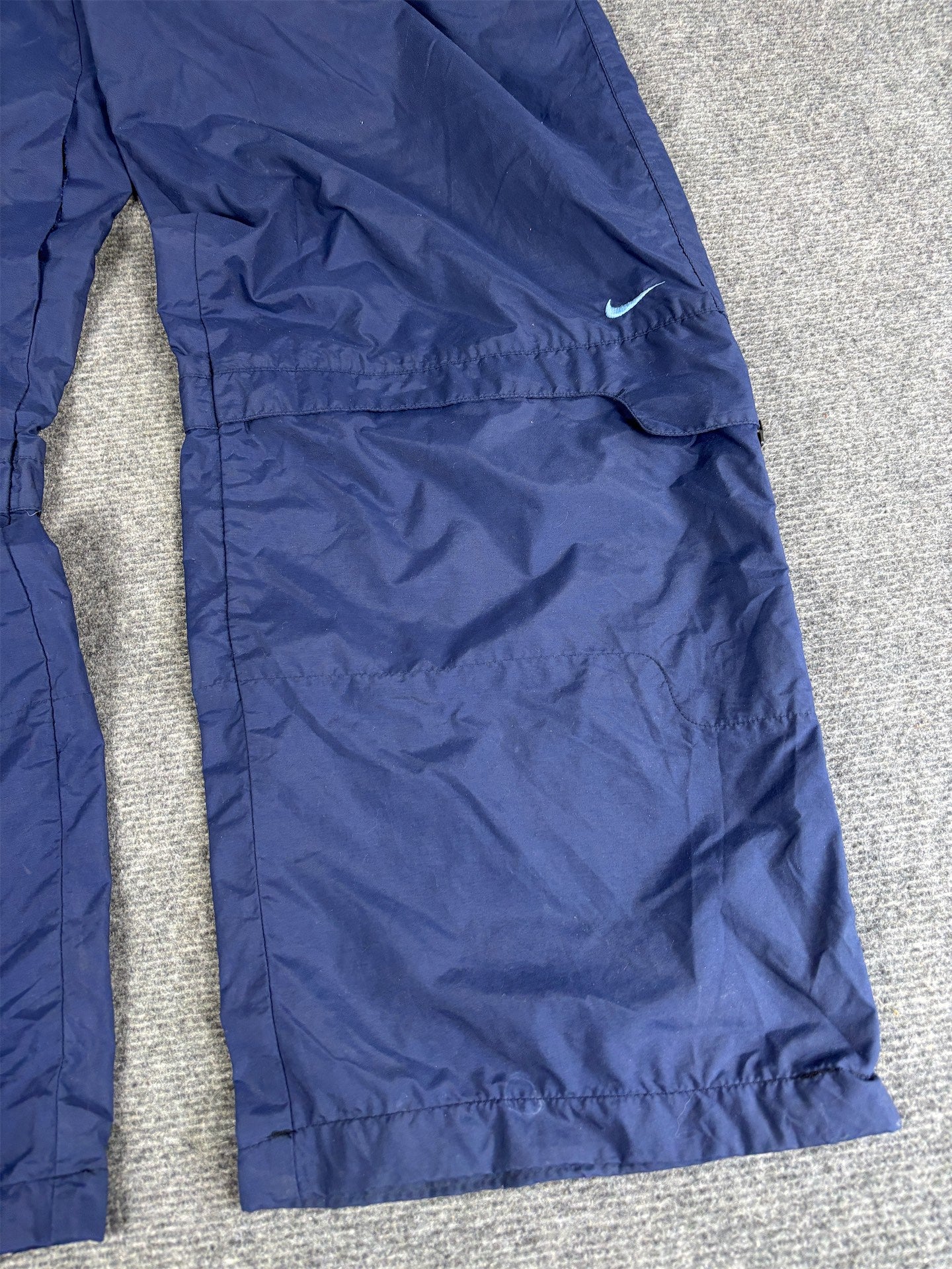 Vintage Y2K Nike Cargo Track Pants Men's XL Navy Blue Swoosh Rare Baggy Wide Leg