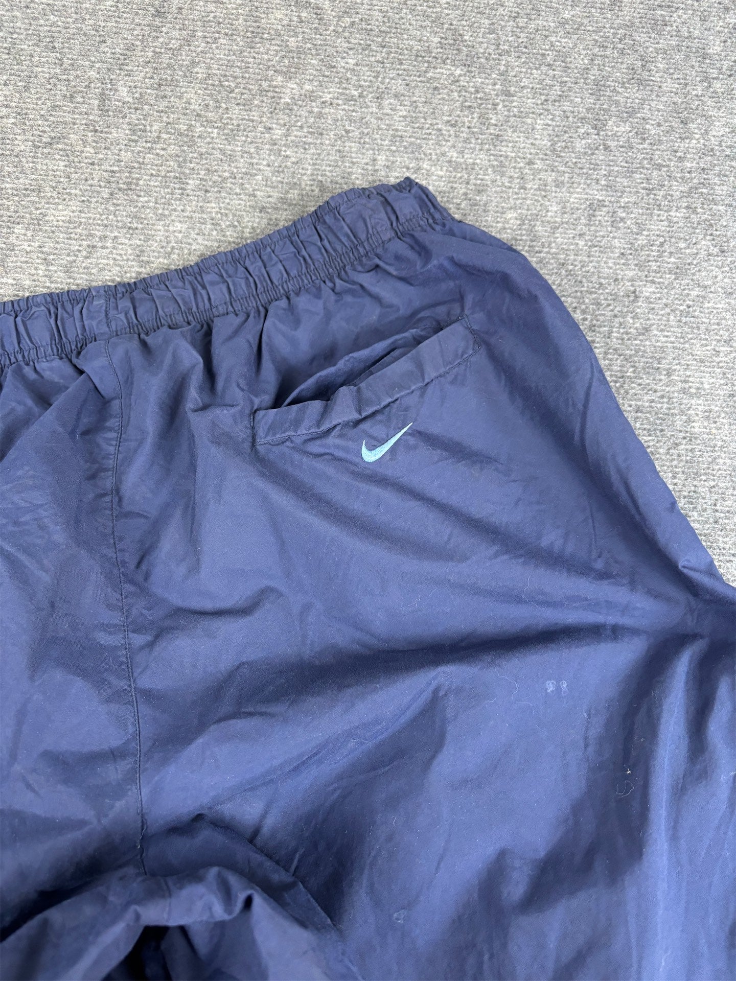 Vintage Y2K Nike Cargo Track Pants Men's XL Navy Blue Swoosh Rare Baggy Wide Leg