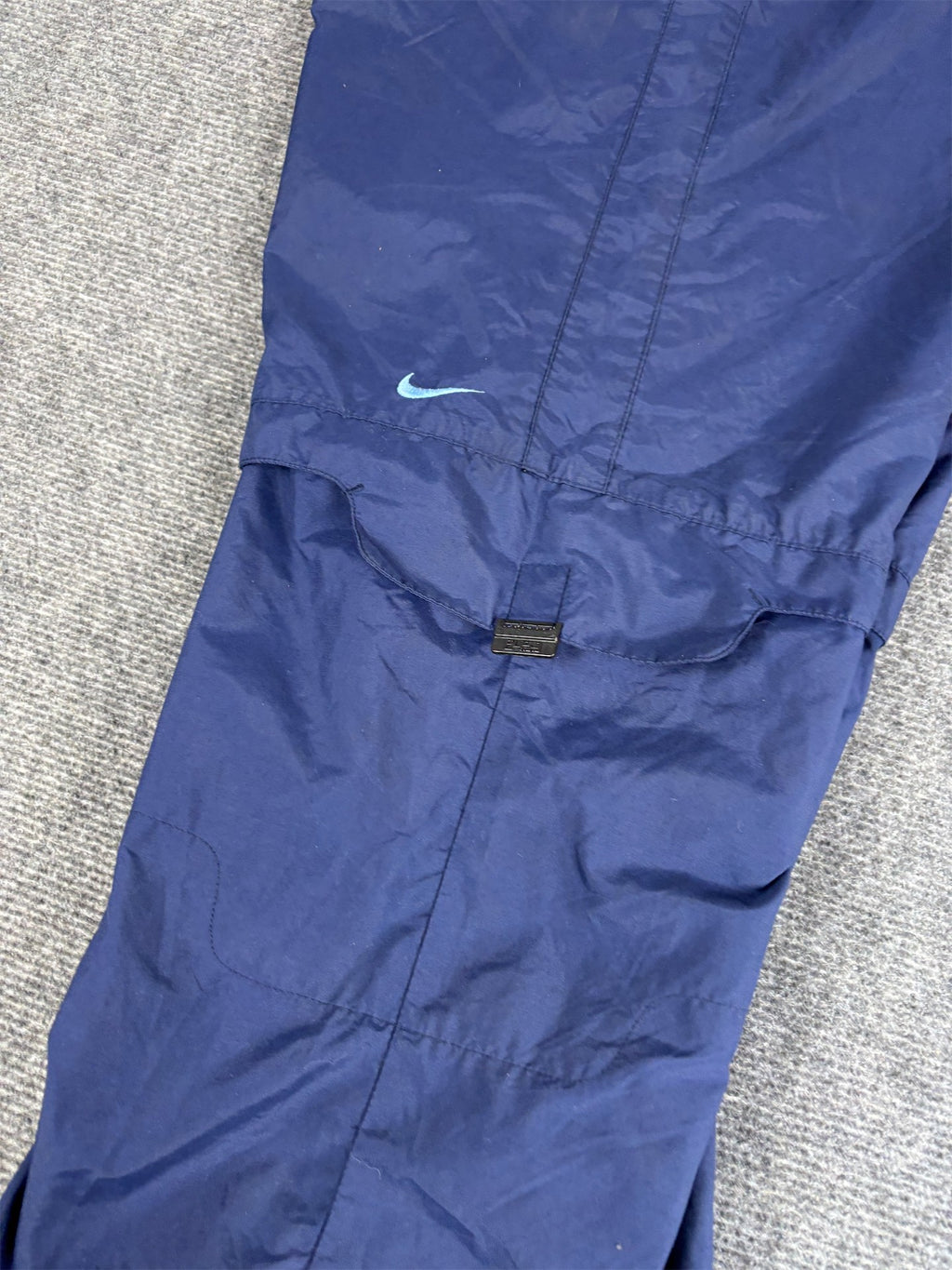 Vintage Y2K Nike Cargo Track Pants Men's XL Navy Blue Swoosh Rare Baggy Wide Leg