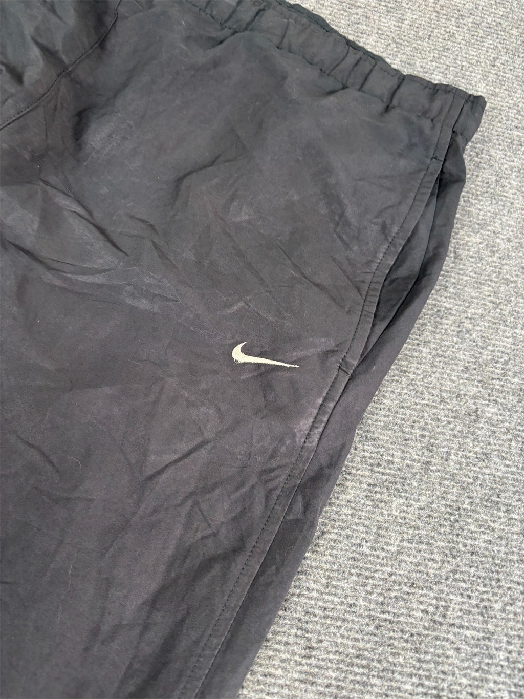 Vintage Y2K Nike Track Pants Women's XL Black Grey Manchester United Logo Swoosh Velchro Ankle Straight Leg