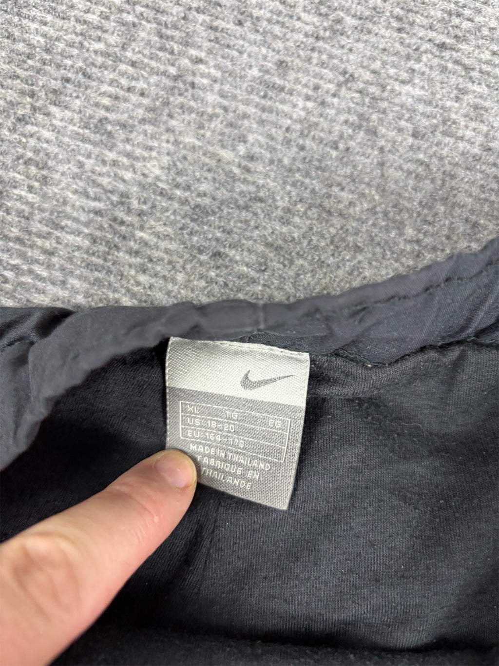 Vintage Y2K Nike Track Pants Women's XL Black Grey Manchester United Logo Swoosh Velchro Ankle Straight Leg