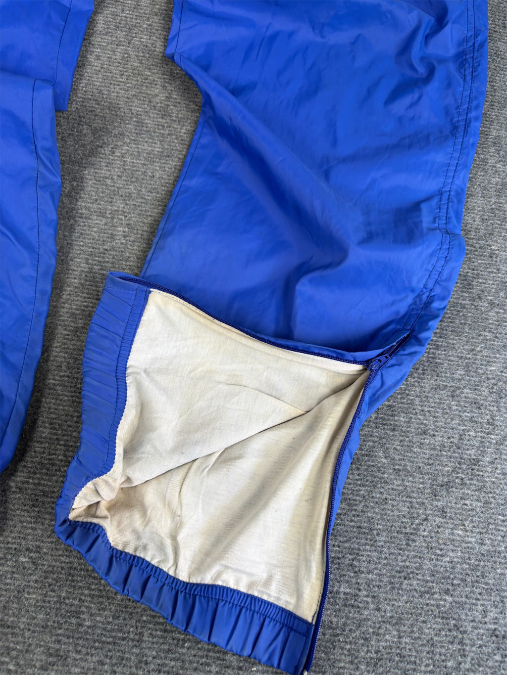 Vintage 90's Nike Track Pants Men's M Blue Green Hip Swoosh Logo Parachute Ankle Zip Straight Leg