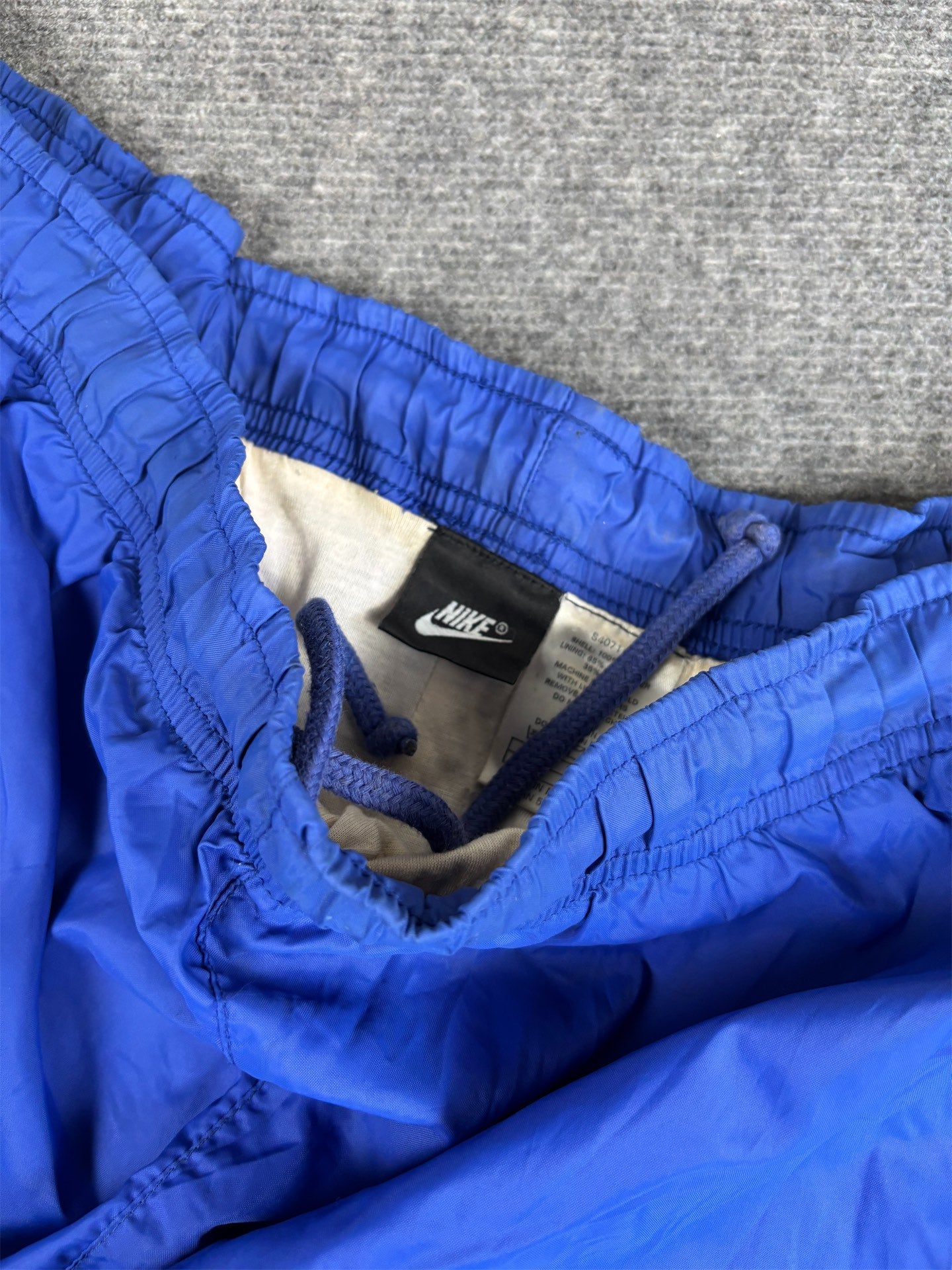 Vintage 90's Nike Track Pants Men's M Blue Green Hip Swoosh Logo Parachute Ankle Zip Straight Leg