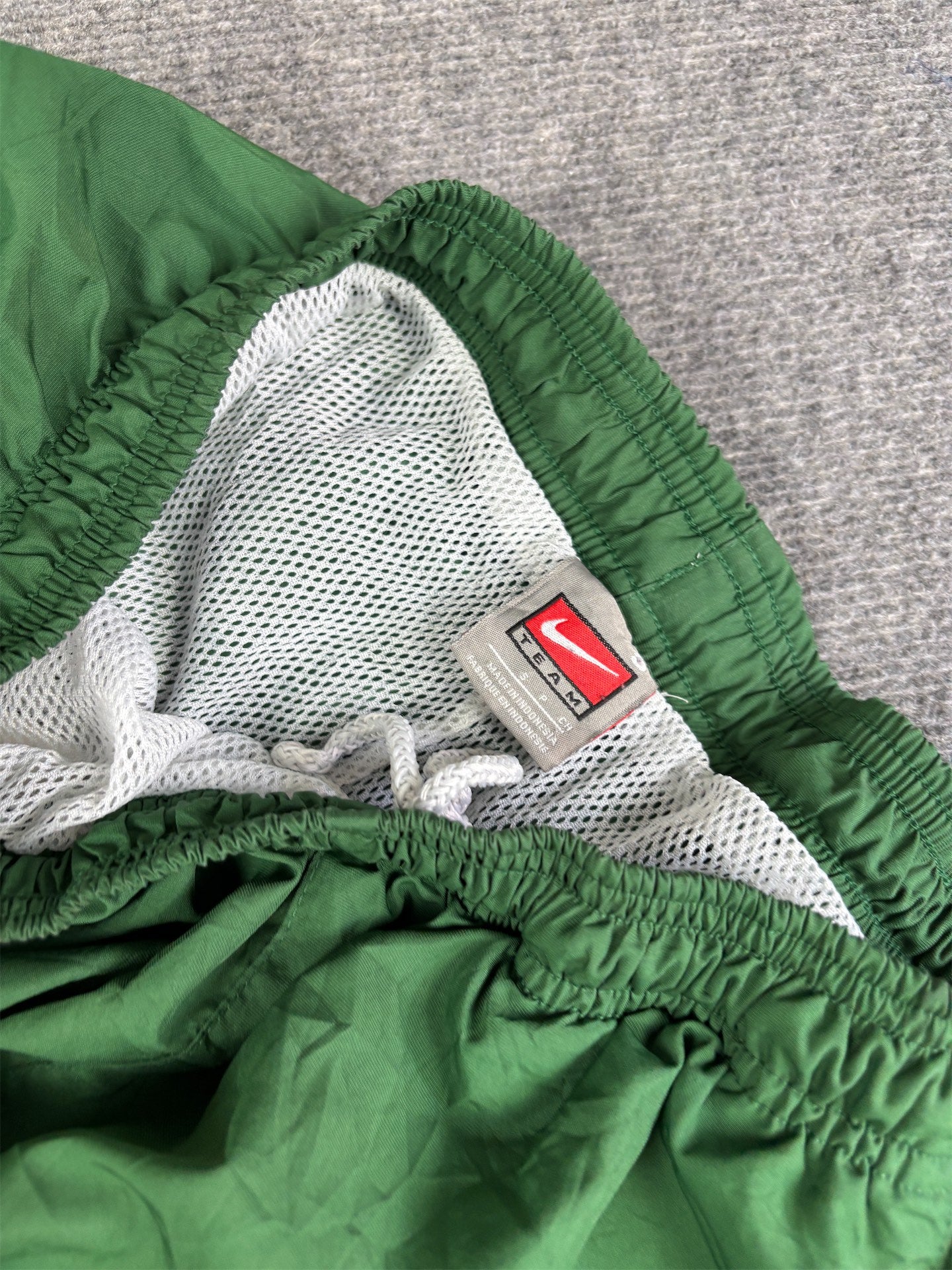 Vintage Men's Y2K Nike Track Pants Size S Green White Panels Swoosh Ankle Zips Wide Leg
