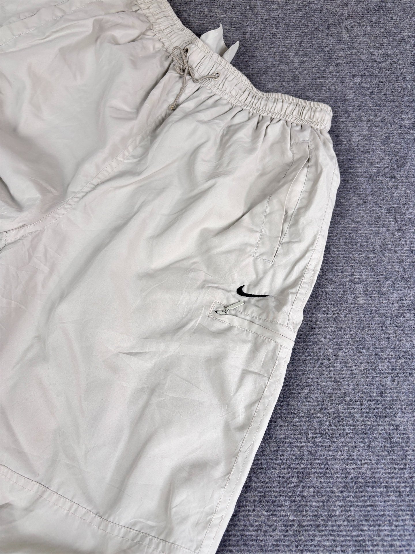 Vintage Y2K Nike Cargo Track Pants Women's S Grey Yellow Black Swoosh Double Knee Ankle Zips Tapered