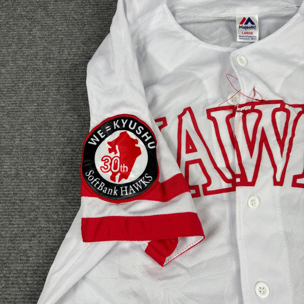 Majestic Softbank Hawks Japanese Baseball Jersey Men's Large White Red