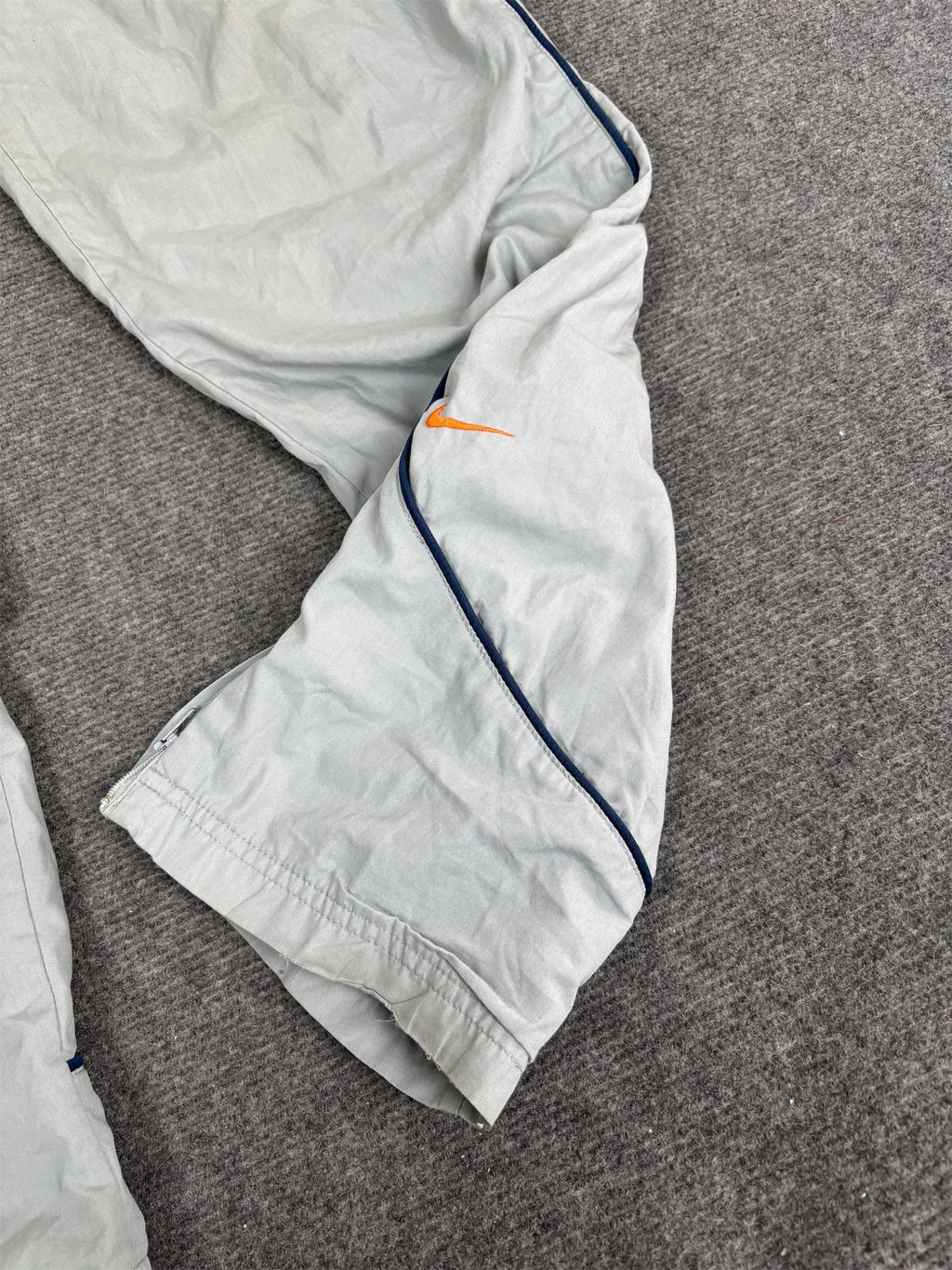 Vintage Y2K Nike Track Pants Women's XL Grey Navy Piping Orange Swoosh Joggers