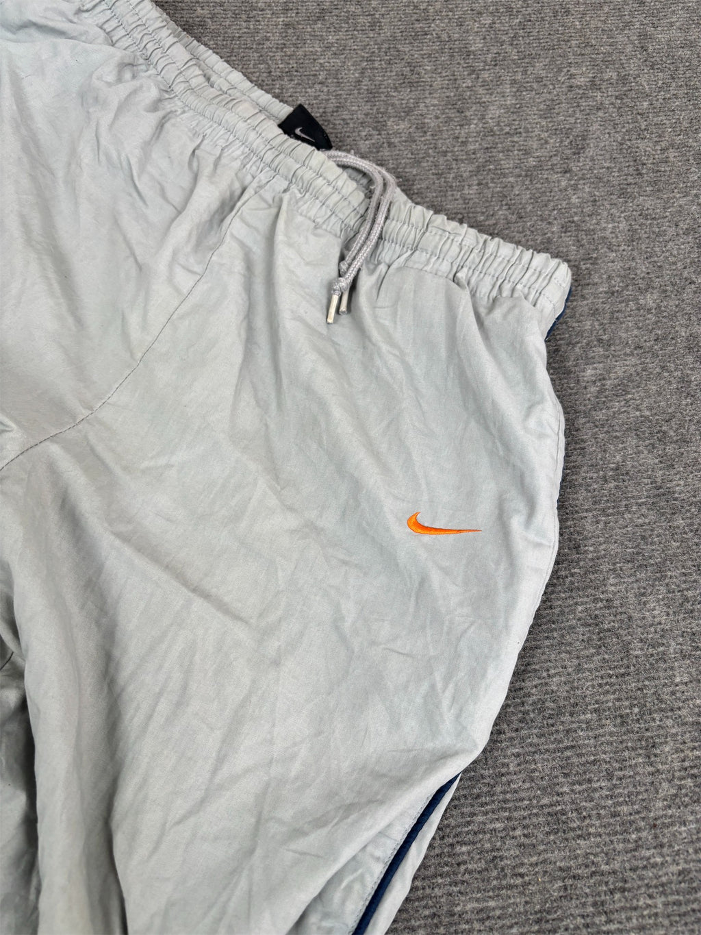 Vintage Y2K Nike Track Pants Women's XL Grey Navy Piping Orange Swoosh Joggers