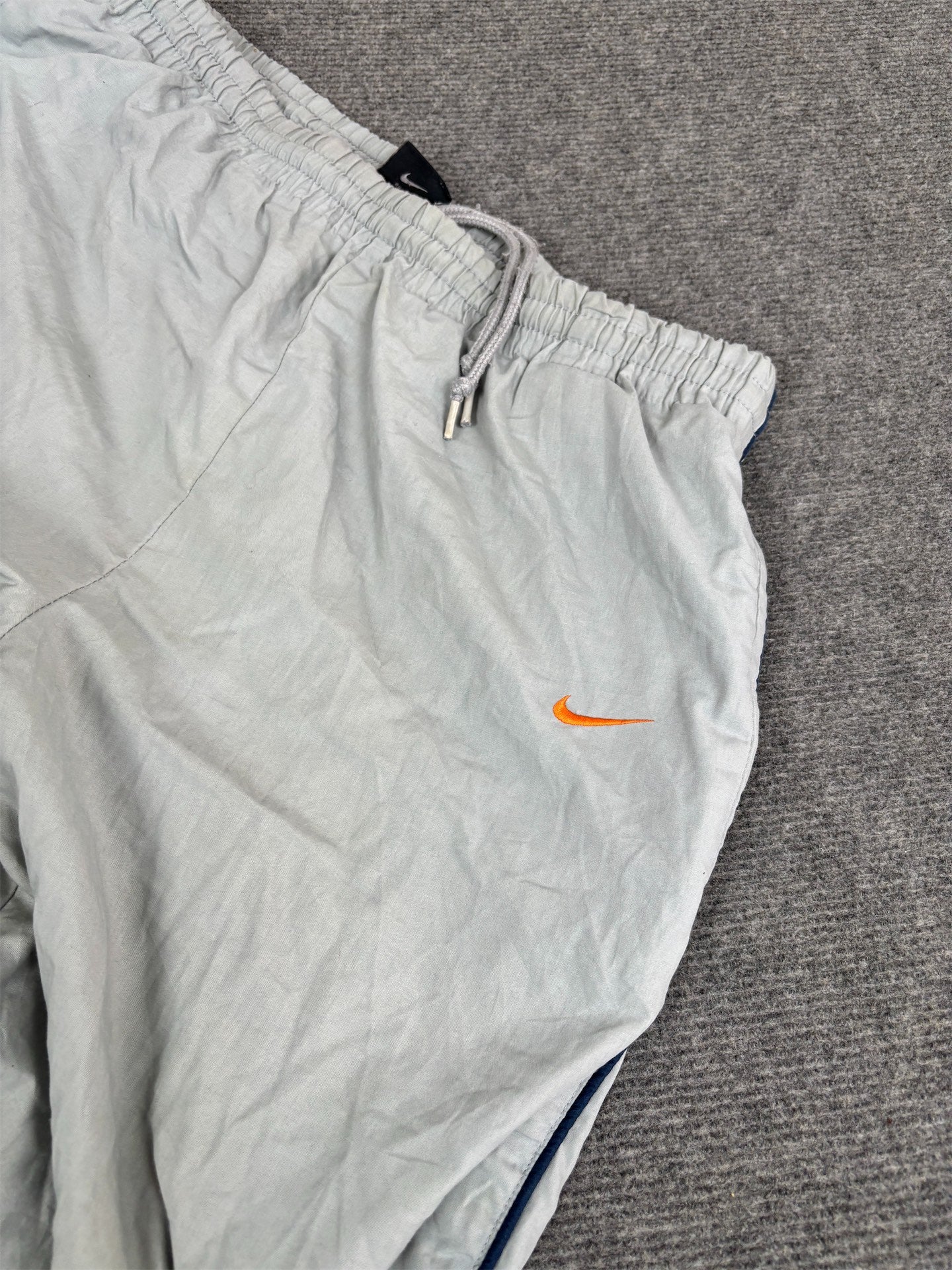 Vintage Y2K Nike Track Pants Women's XL Grey Navy Piping Orange Swoosh Joggers