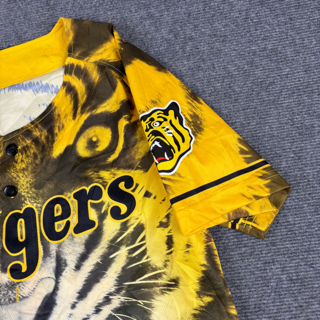 Hanshin Tigers Japanese Baseball Jersey Men's Medium Yellow Cat Face Graphic