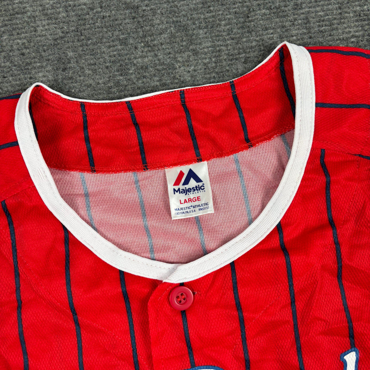 Majestic Softbank Hawks Japanese Baseball Jersey Men's Small Red Black Striped