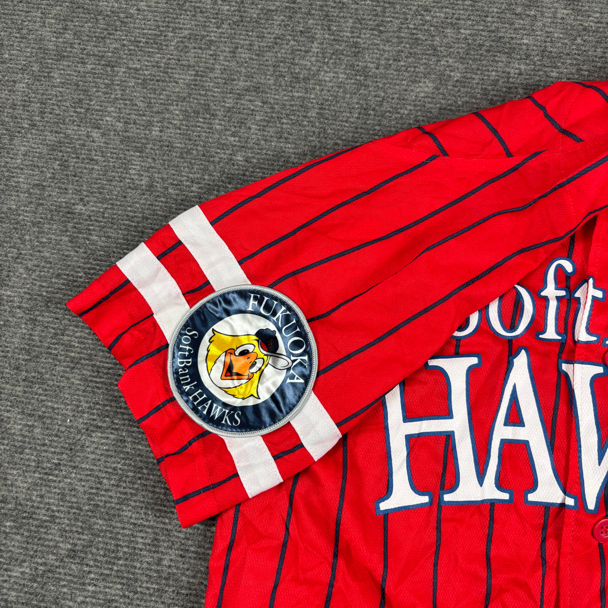 Majestic Softbank Hawks Japanese Baseball Jersey Men's Small Red Black Striped