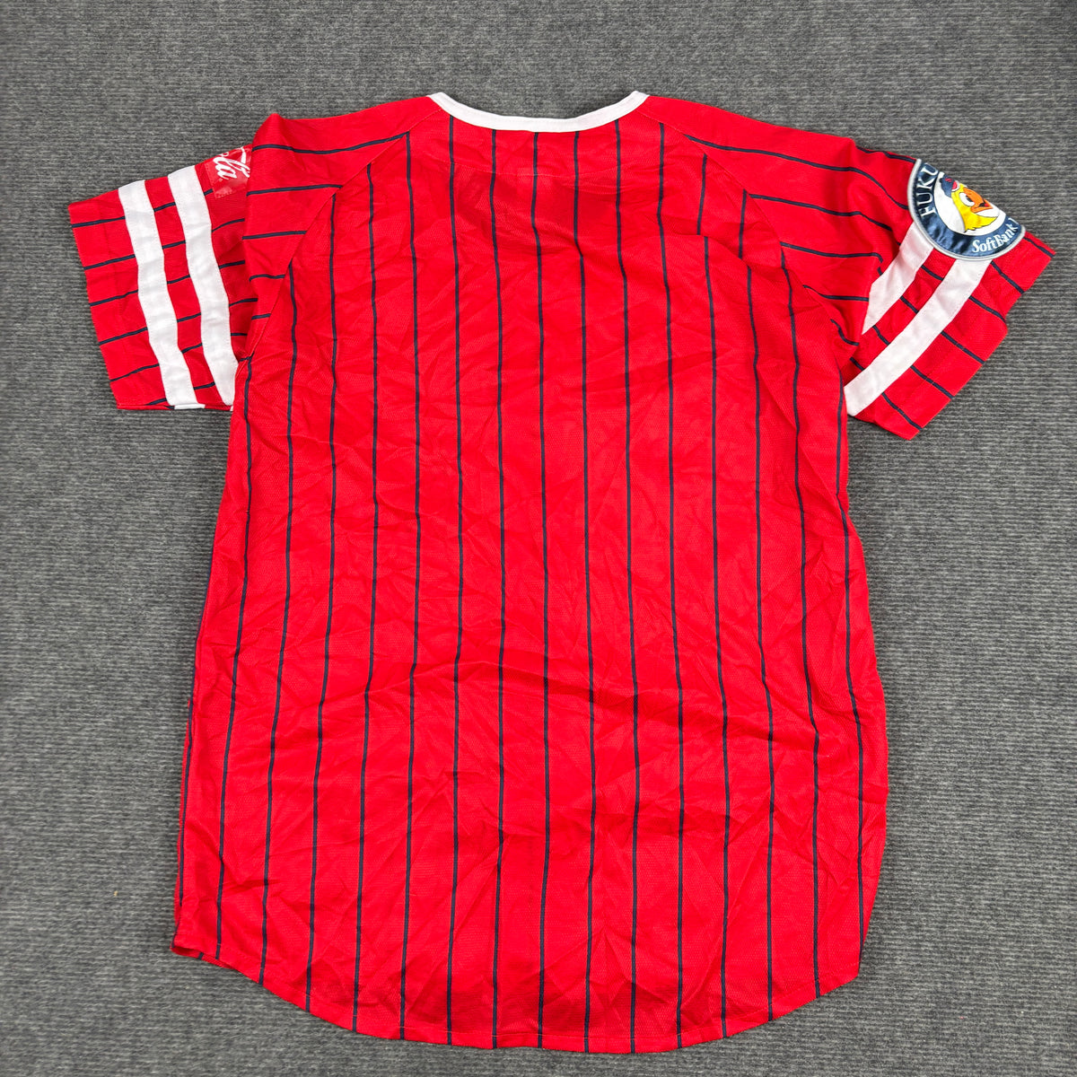 Majestic Softbank Hawks Japanese Baseball Jersey Men's Small Red Black Striped