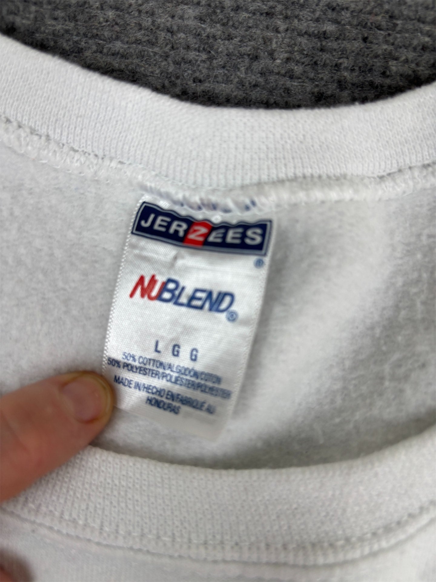 Vintage Y2K Jerzees Jumper Men's L White Bingo Graphic Sweatshirt Crew Neck