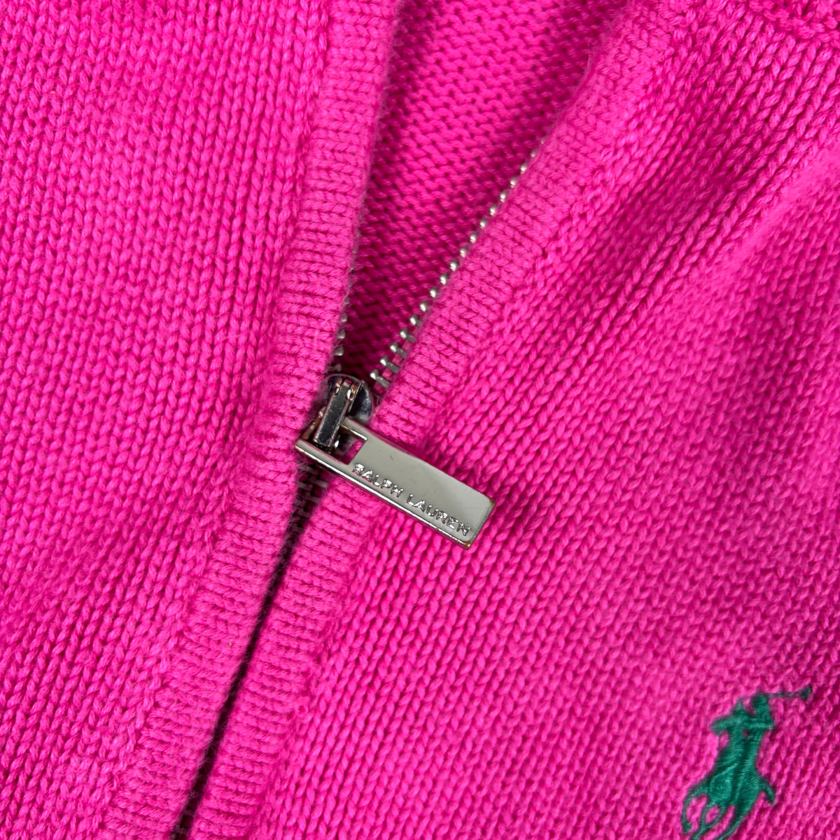 Ralph Lauren Sport Knit Jacket Women's XS Pink Small Pony Cable Detail y2k