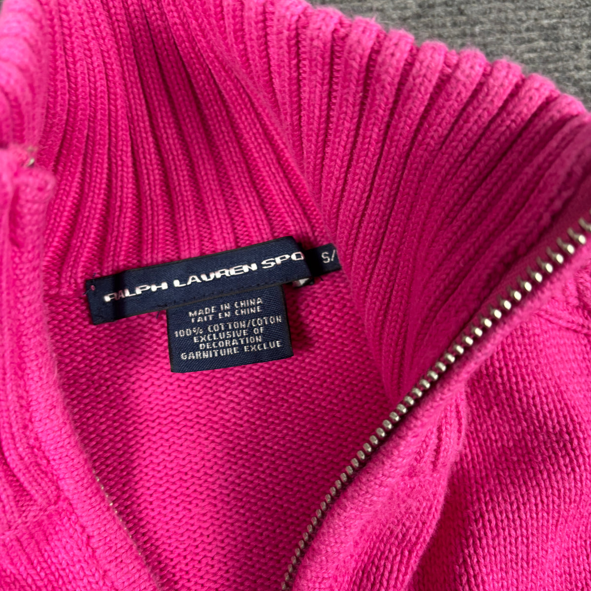 Ralph Lauren Sport Knit Jacket Women's XS Pink Small Pony Cable Detail y2k