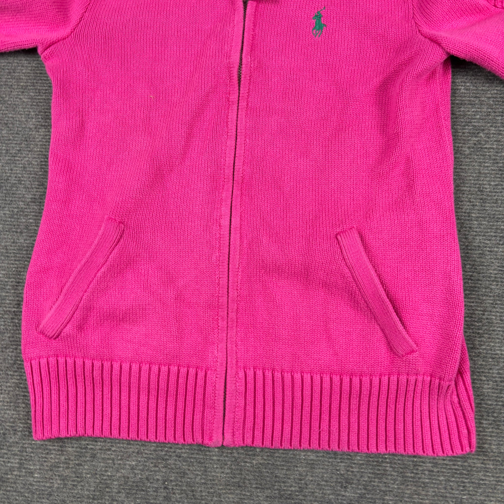 Ralph Lauren Sport Knit Jacket Women's XS Pink Small Pony Cable Detail y2k