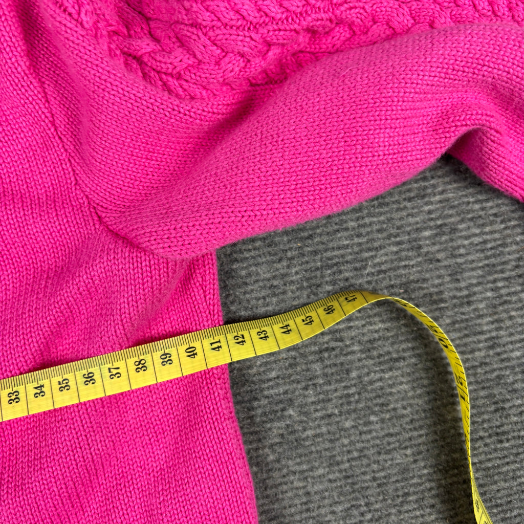 Ralph Lauren Sport Knit Jacket Women's XS Pink Small Pony Cable Detail y2k