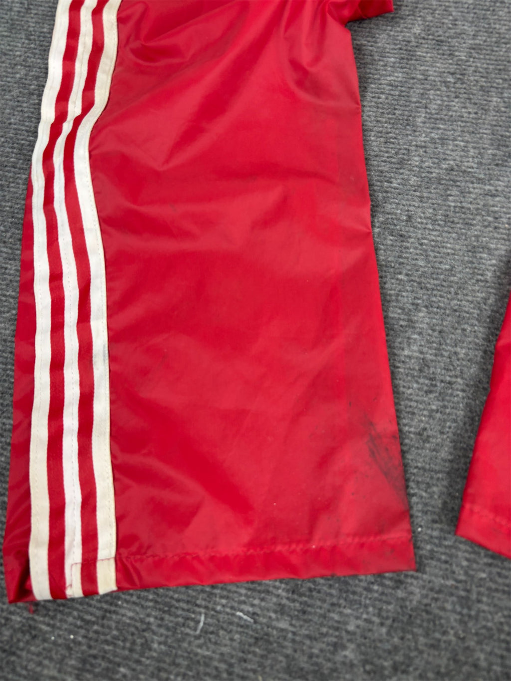 Vintage 80's Adidas Track Pants Women's S/M Red White 3 Stripe Button Zip Joggers Straight Leg