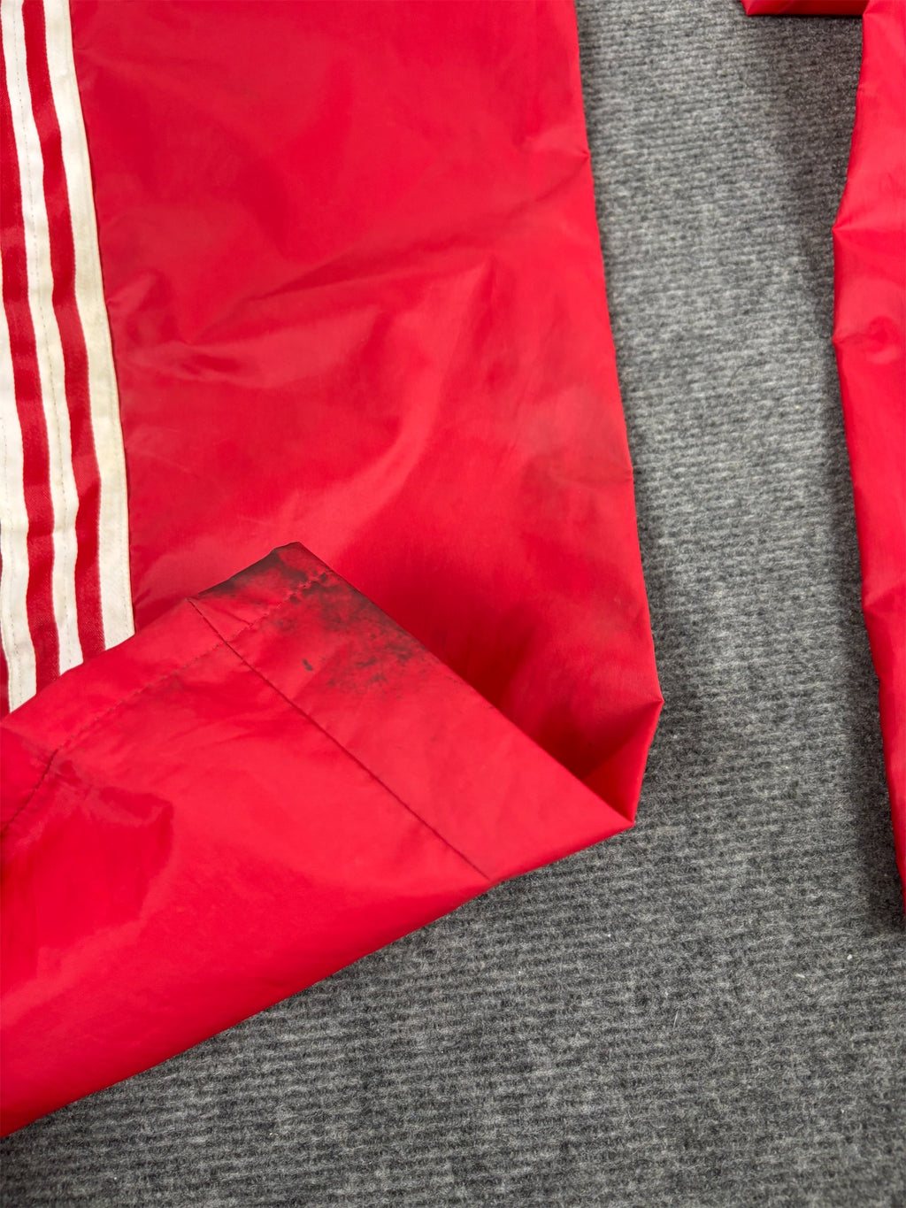 Vintage 80's Adidas Track Pants Women's S/M Red White 3 Stripe Button Zip Joggers Straight Leg