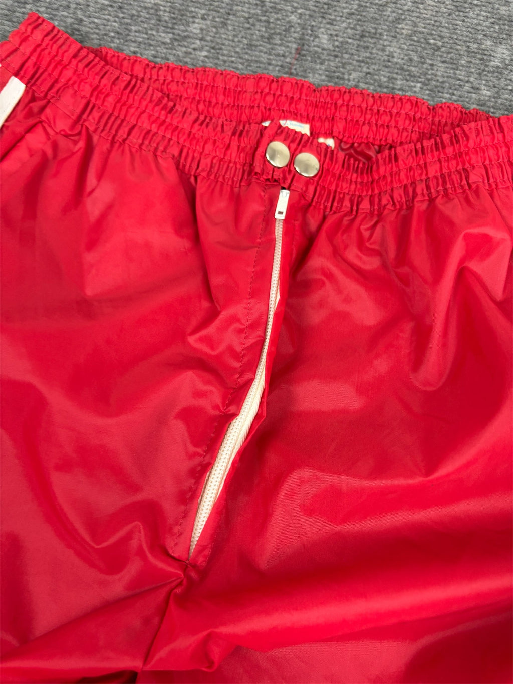 Vintage 80's Adidas Track Pants Women's S/M Red White 3 Stripe Button Zip Joggers Straight Leg