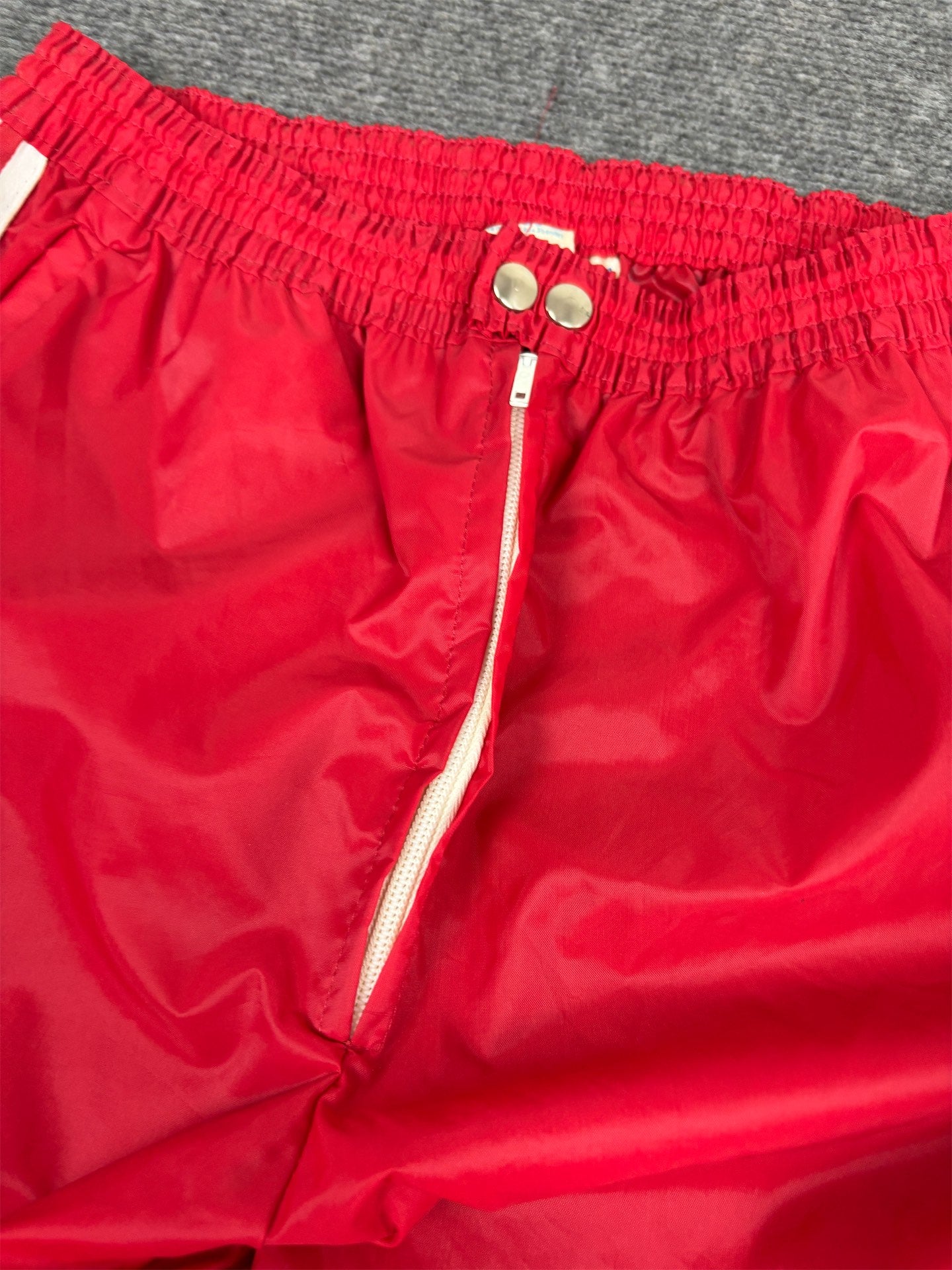 Vintage 80's Adidas Track Pants Women's S/M Red White 3 Stripe Button Zip Joggers Straight Leg