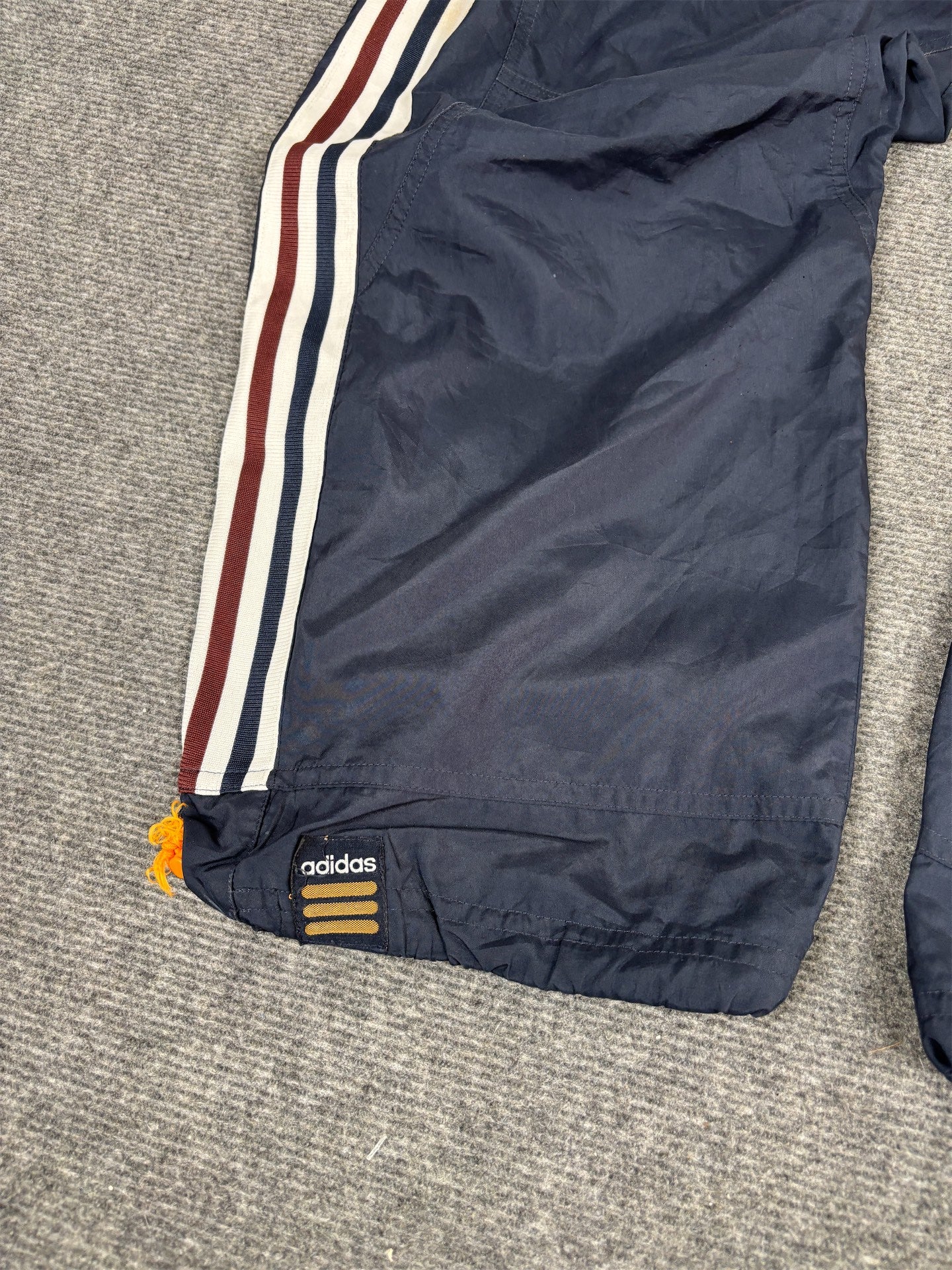 Vintage Y2K Adidas Track Pants Men's M Navy Cargo 3 Stripe Bungee Ankle Baggy Jogger