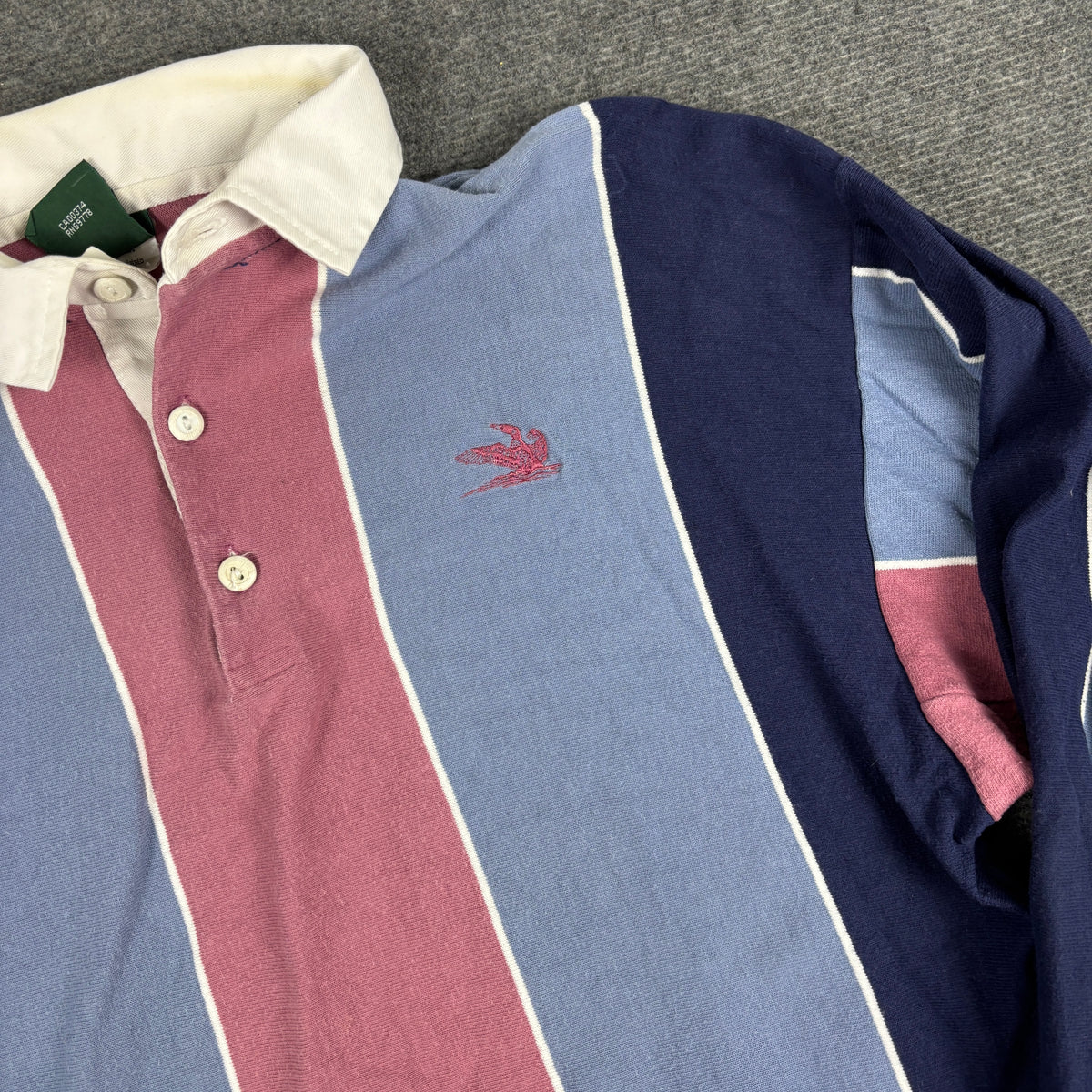 1990s Northern Reflections Rugby Polo  Men's Large Navy Pink Down Stripe Old Money