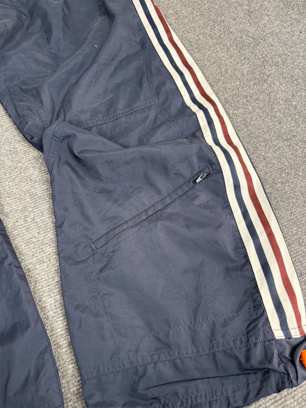 Vintage Y2K Adidas Track Pants Men's M Navy Cargo 3 Stripe Bungee Ankle Baggy Jogger