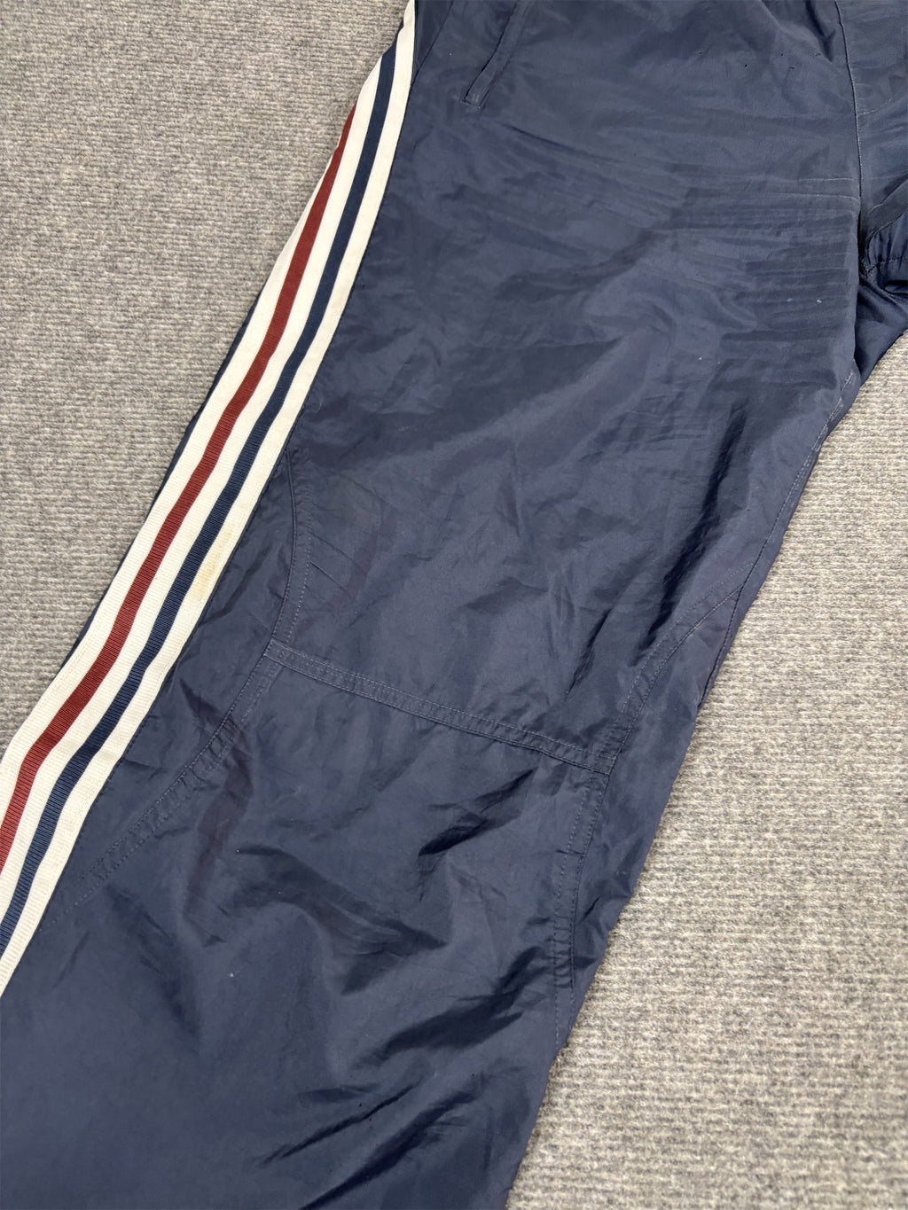 Vintage Y2K Adidas Track Pants Men's M Navy Cargo 3 Stripe Bungee Ankle Baggy Jogger
