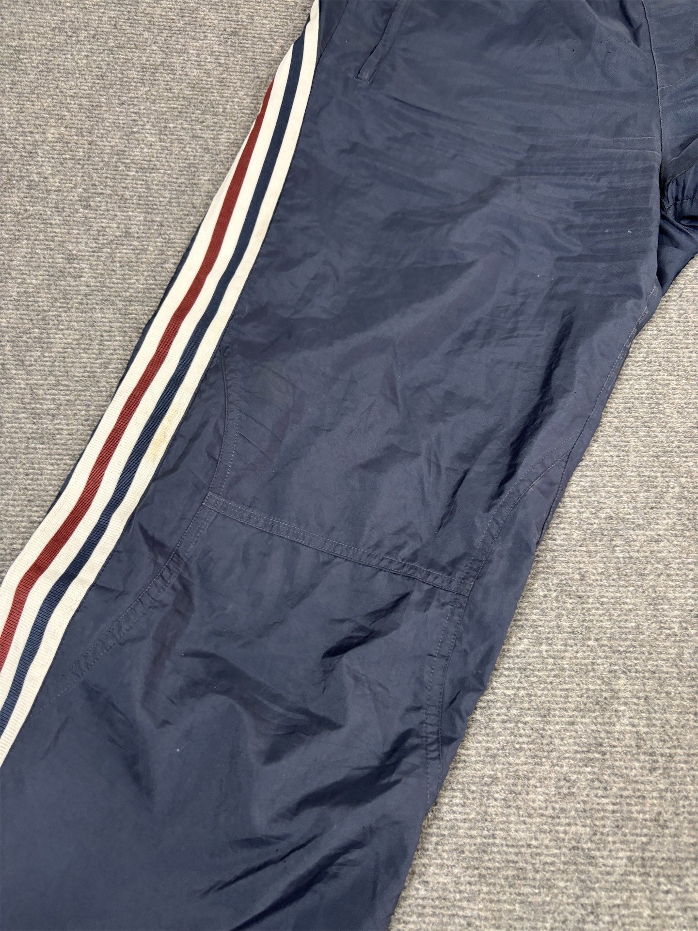 Vintage Y2K Adidas Track Pants Men's M Navy Cargo 3 Stripe Bungee Ankle Baggy Jogger